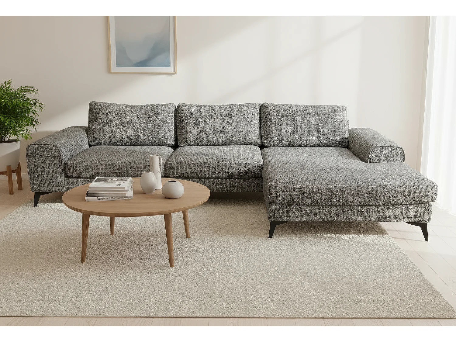 Venice Chenille Corner Sofa with Deep Seats and Extra-wide Padded Arms Right Facing Charcoal