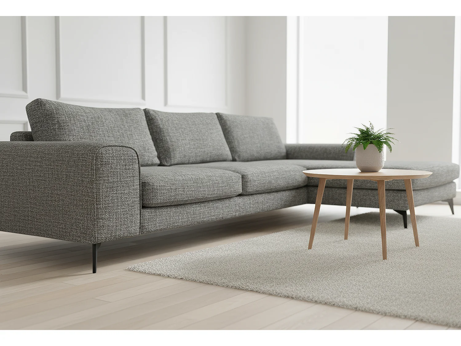 Venice Chenille Corner Sofa with Deep Seats and Extra-wide Padded Arms Right Facing Charcoal
