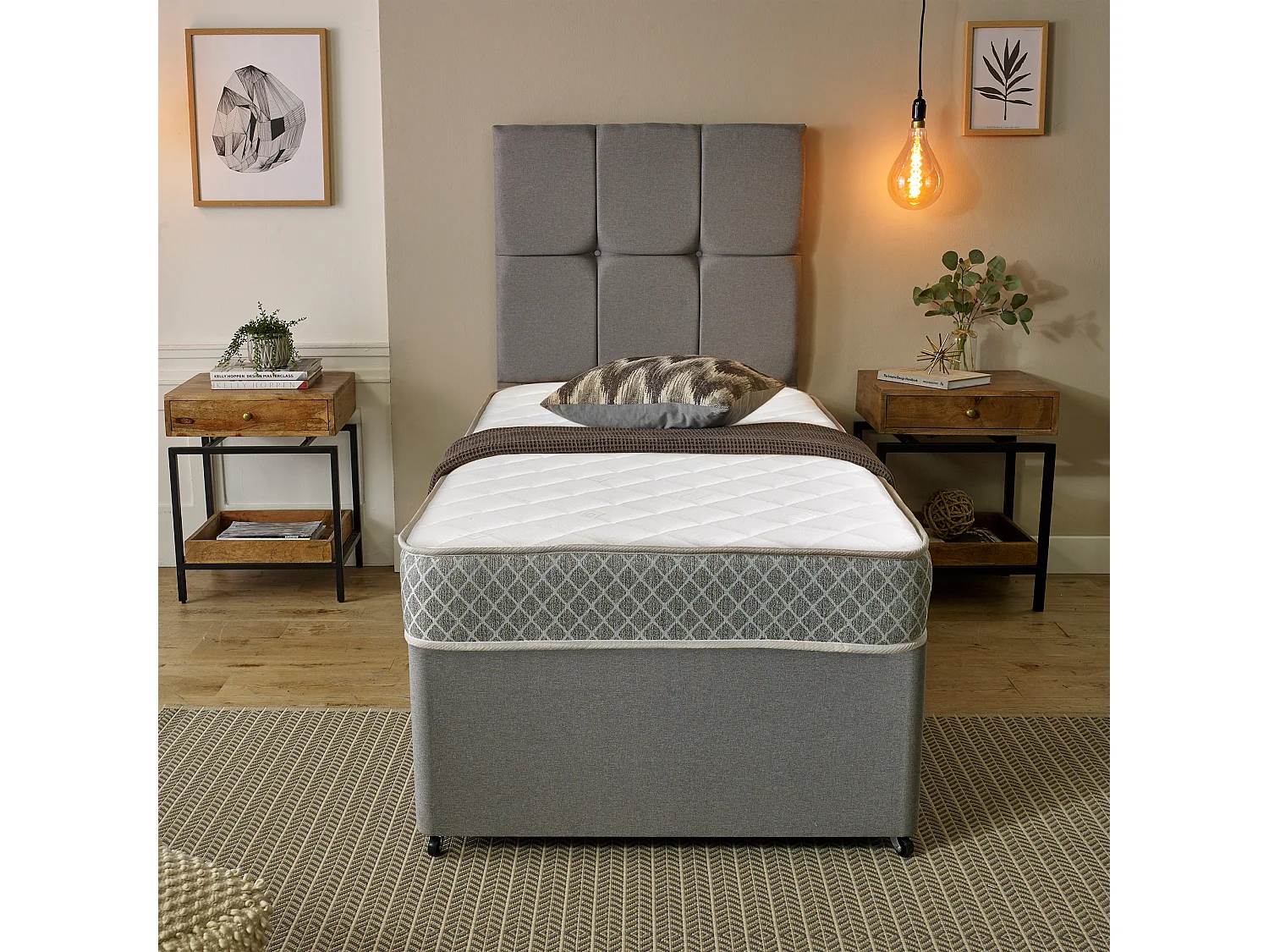 Diamond Memory Foam and Spring Hybrid Mattress Breathable Cooling