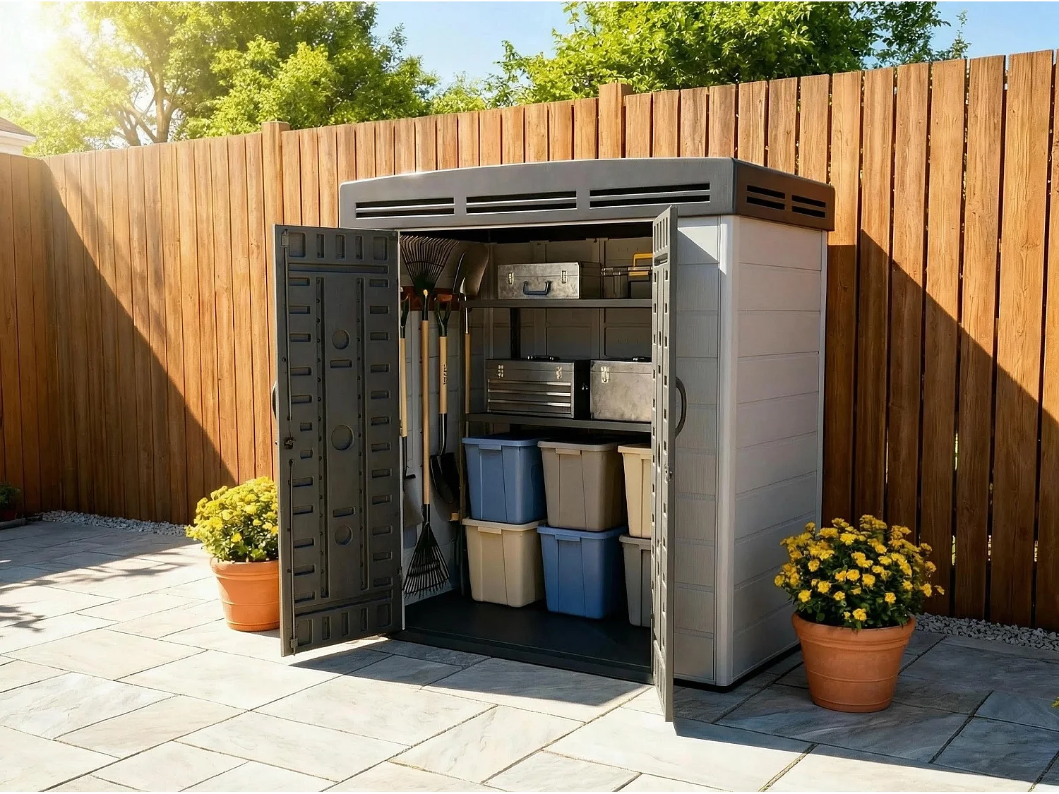 6x4ft plastic shed with window and aluminium structured support