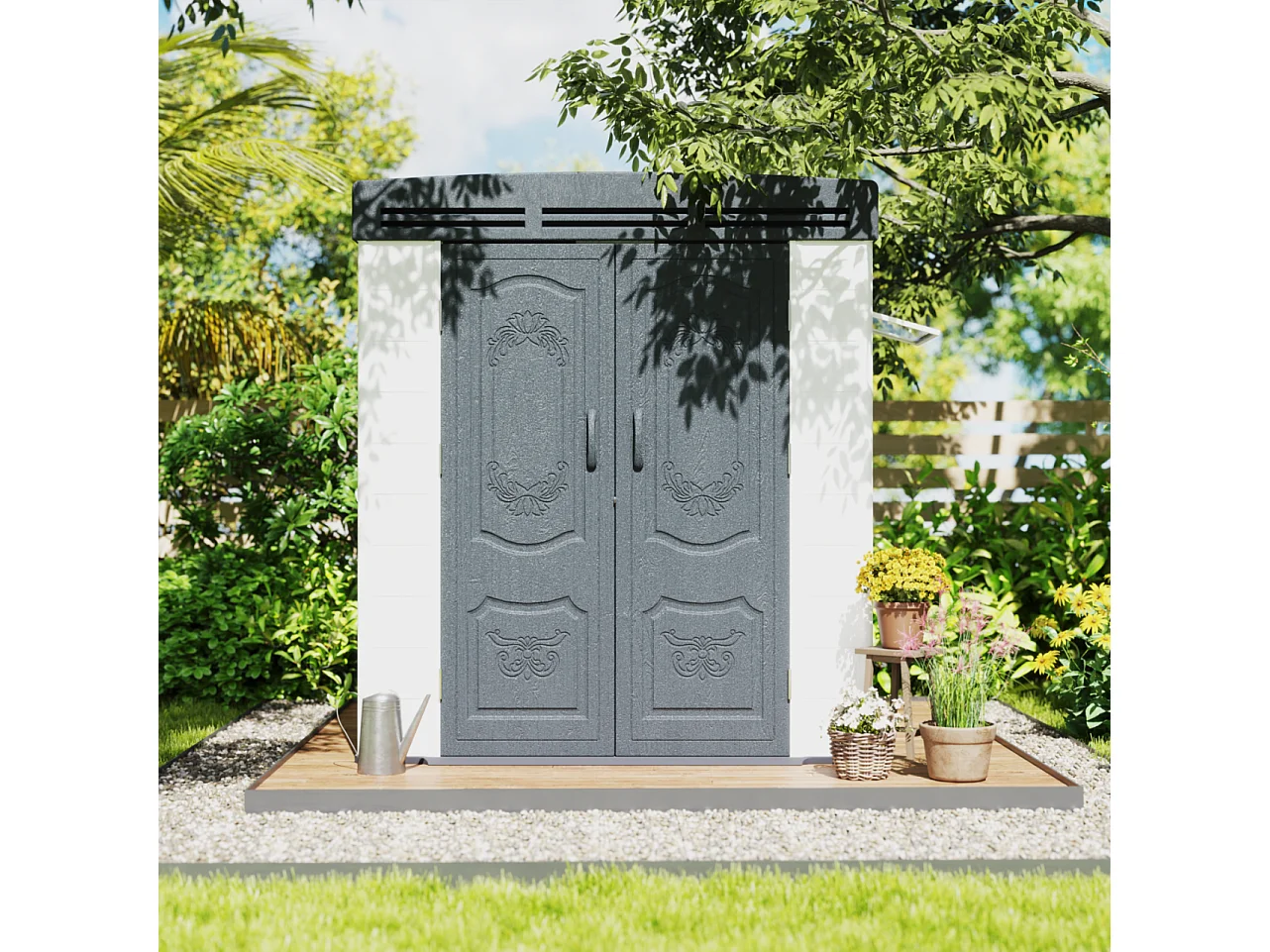 6x4ft plastic shed with window and aluminium structured support