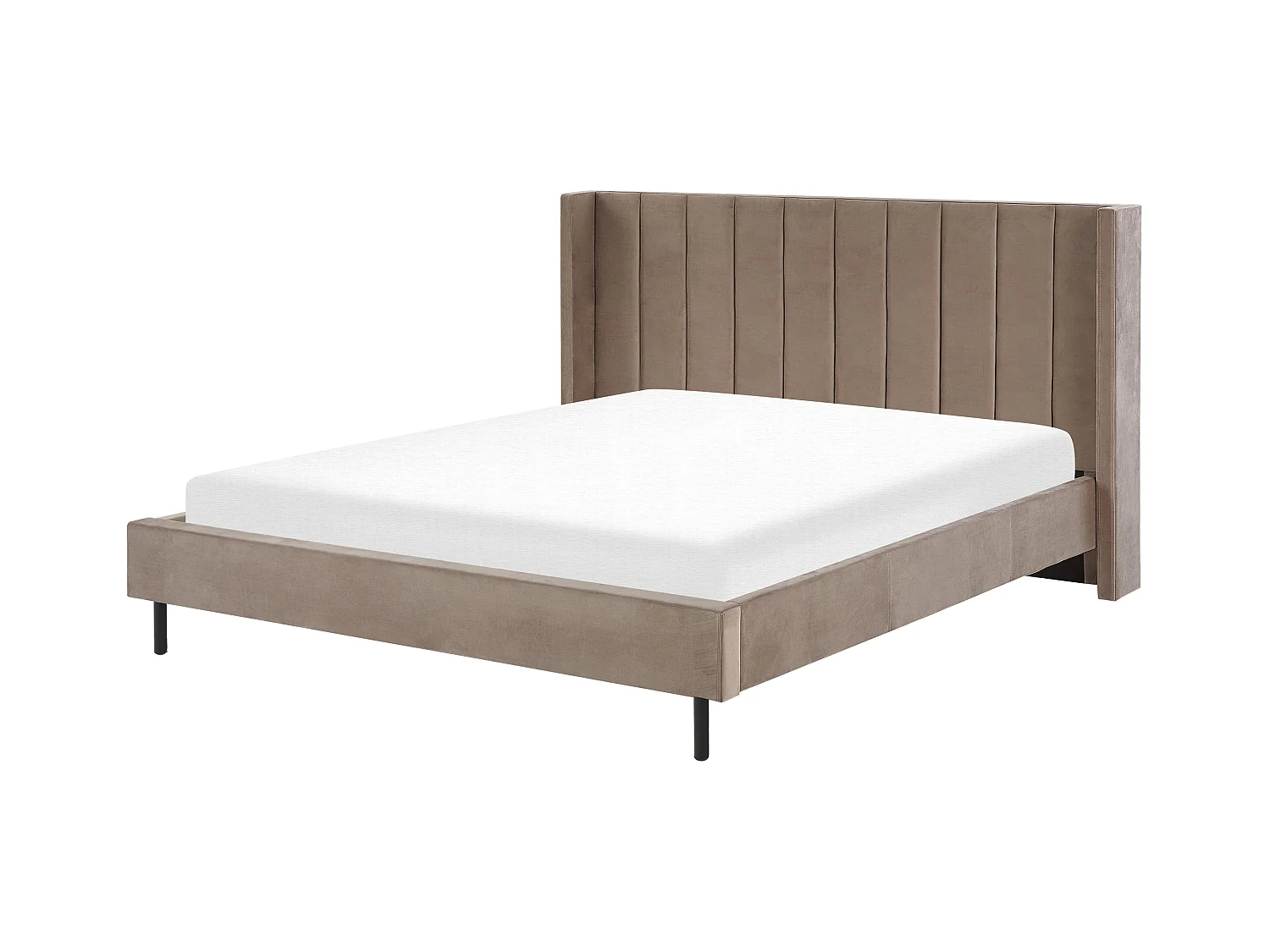Lit avec sommier Velours VILLETTE 180 x 200 cm Taupe