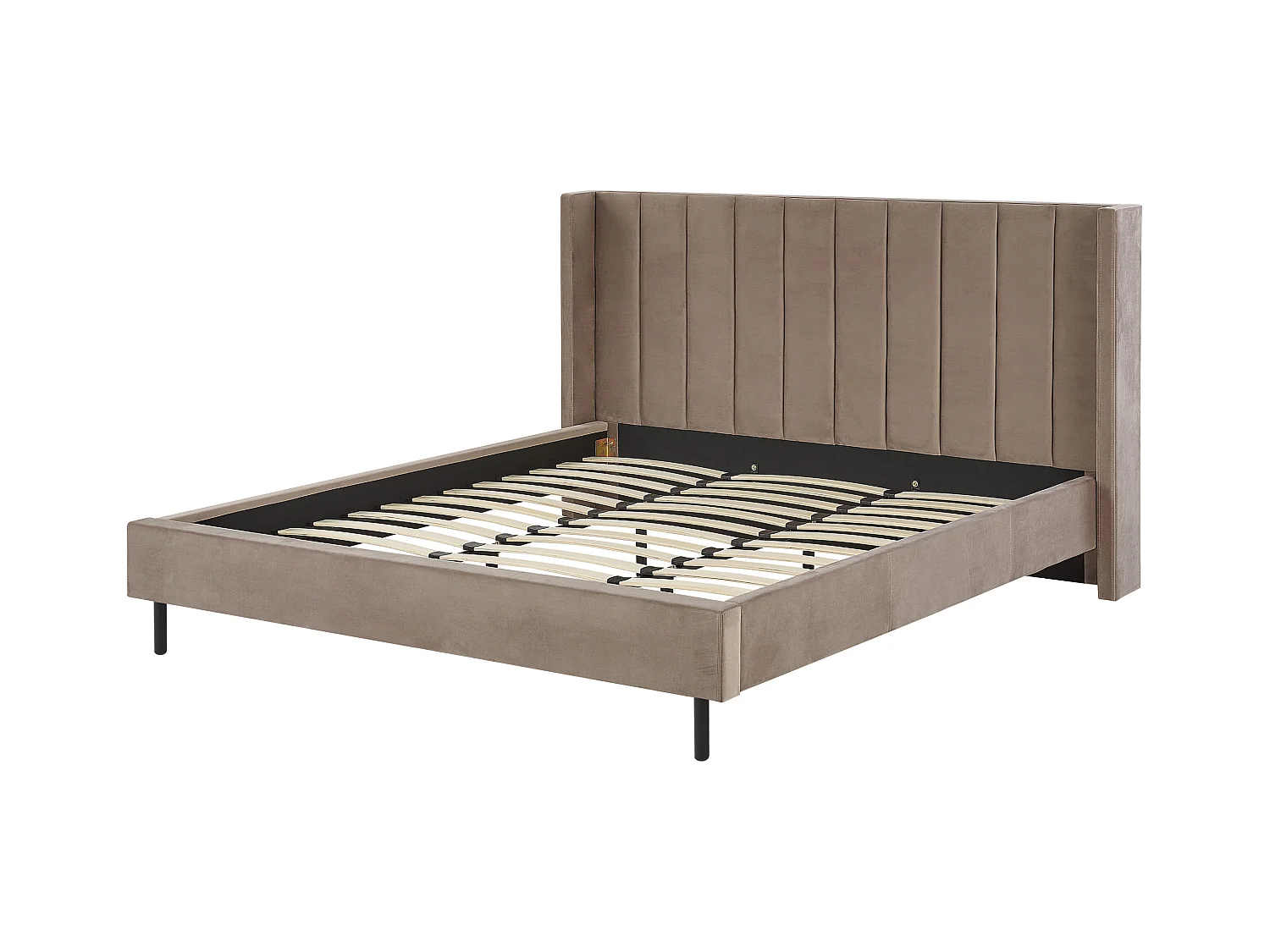 Lit avec sommier Velours VILLETTE 180 x 200 cm Taupe