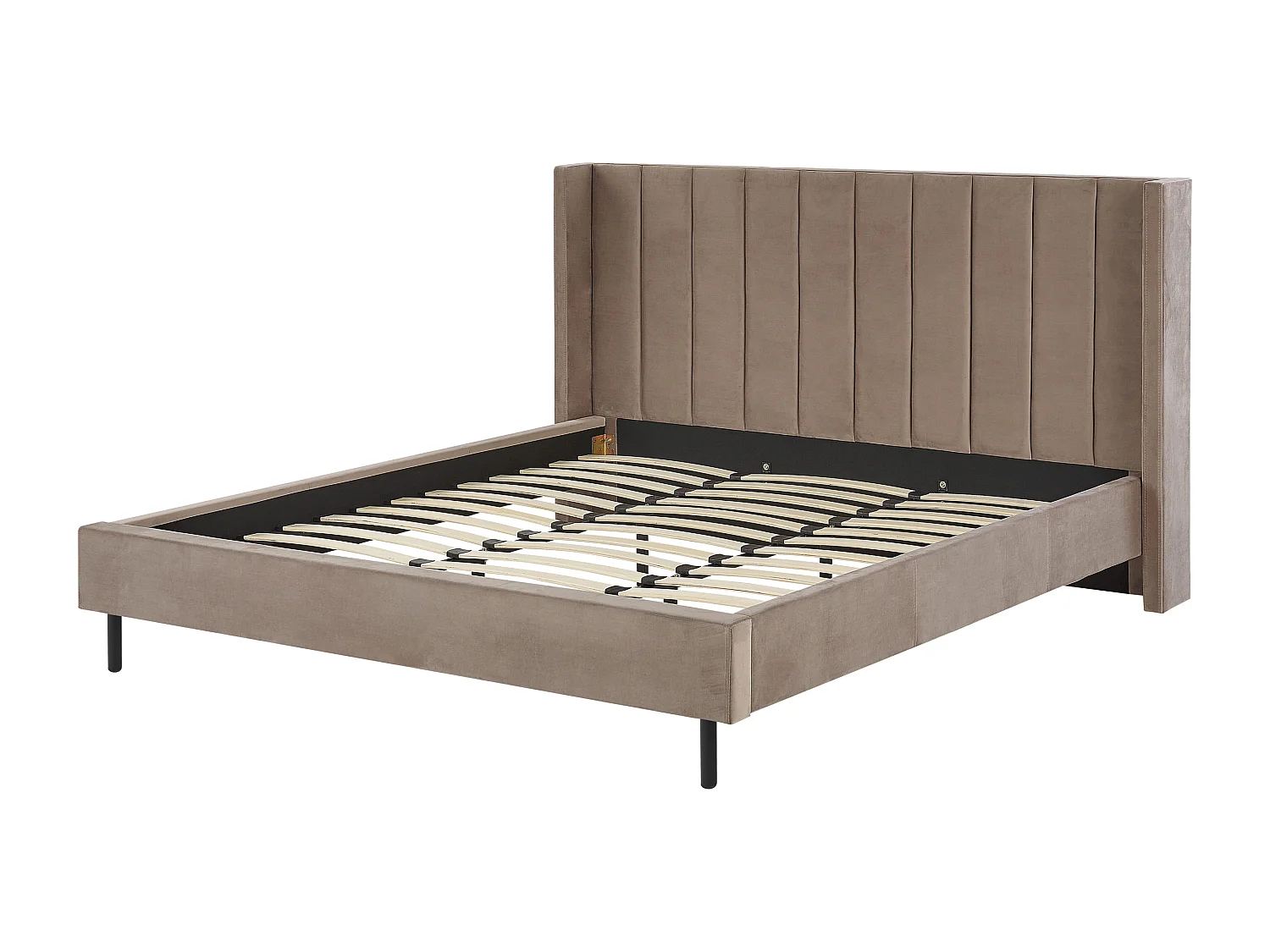 Lit avec sommier Velours VILLETTE 180 x 200 cm Taupe