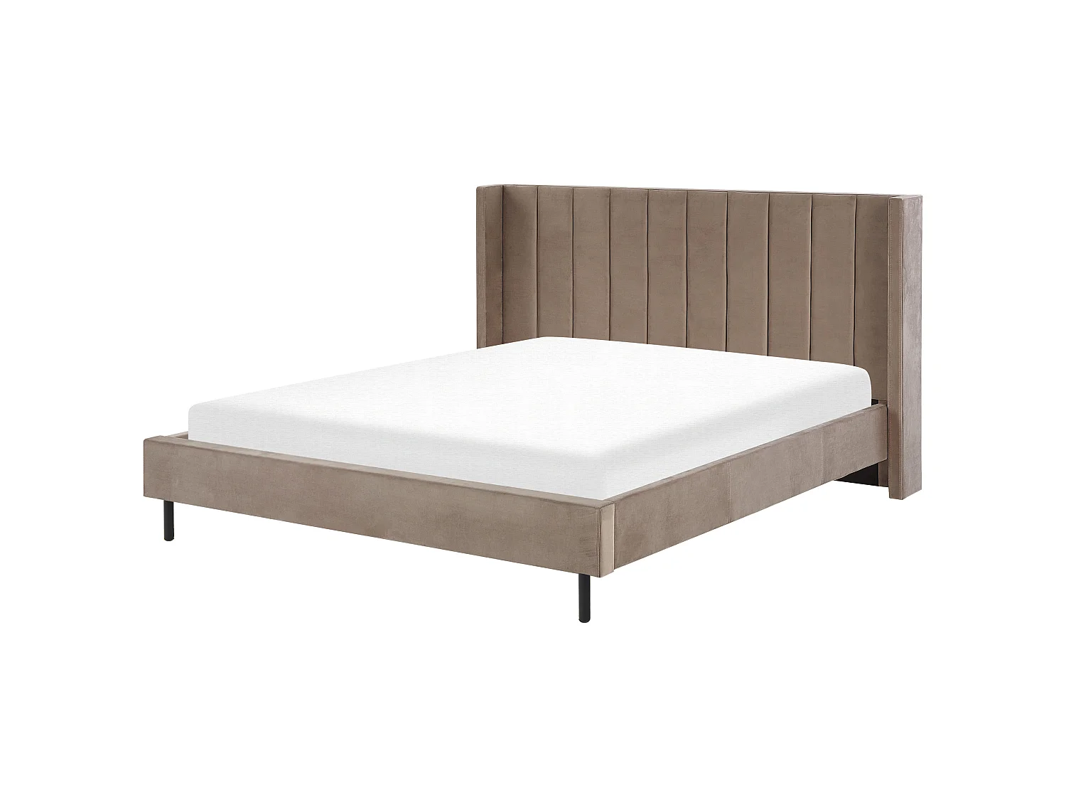 Lit avec sommier Velours VILLETTE 180 x 200 cm Taupe