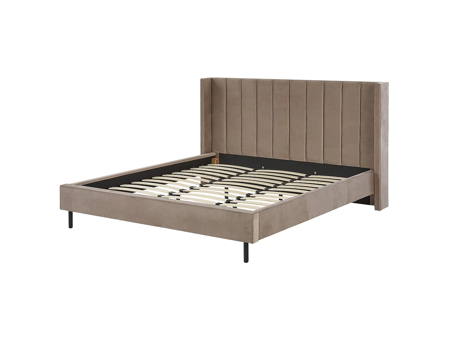 Lit avec sommier Velours VILLETTE 180 x 200 cm Taupe