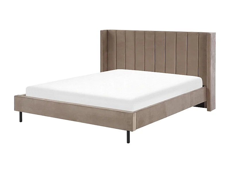 Bed Fluweel VILLETTE 180 x 200 cm Taupe
