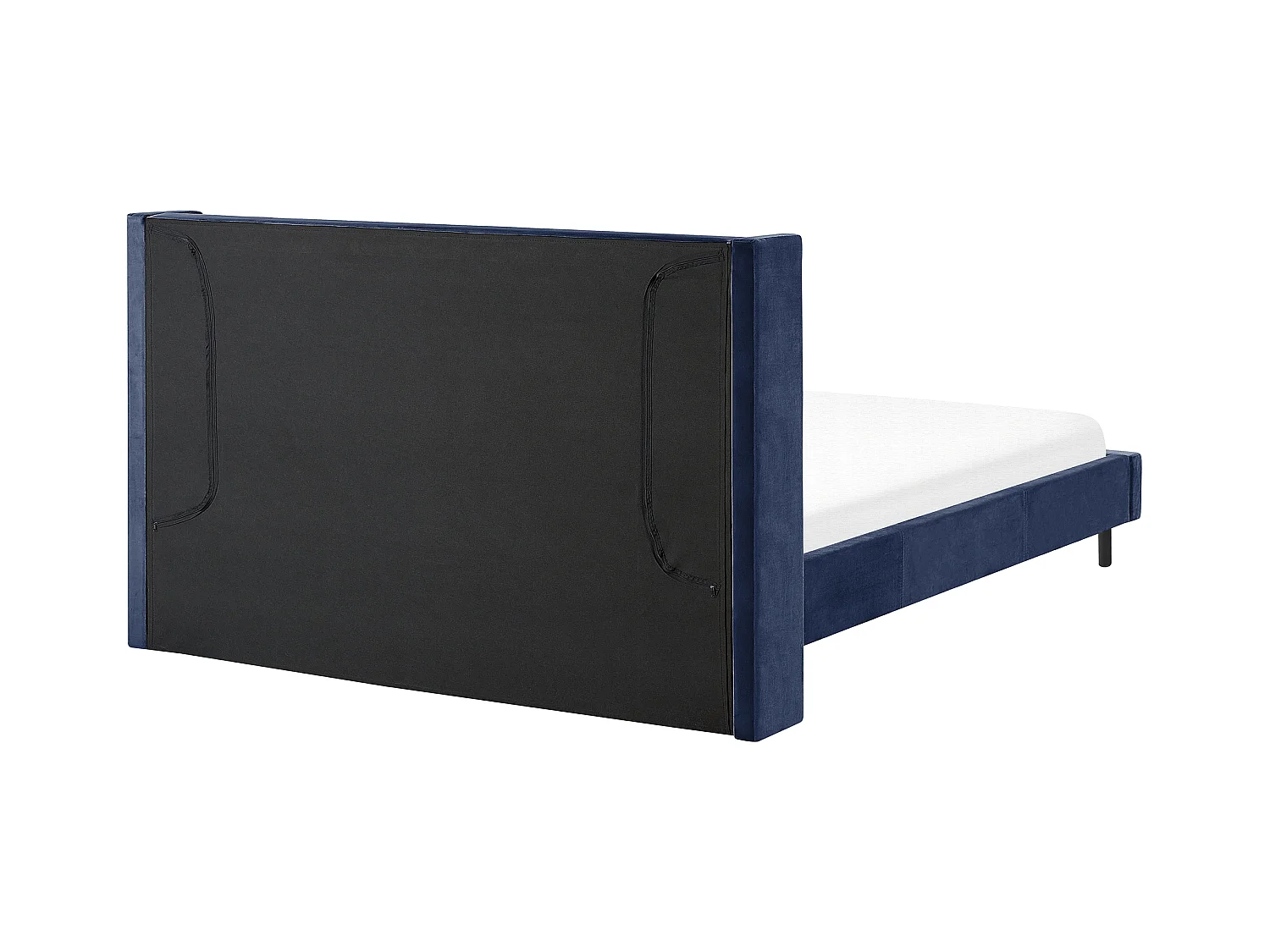 Lit avec sommier Velours VILLETTE 180 x 200 cm Bleu marine