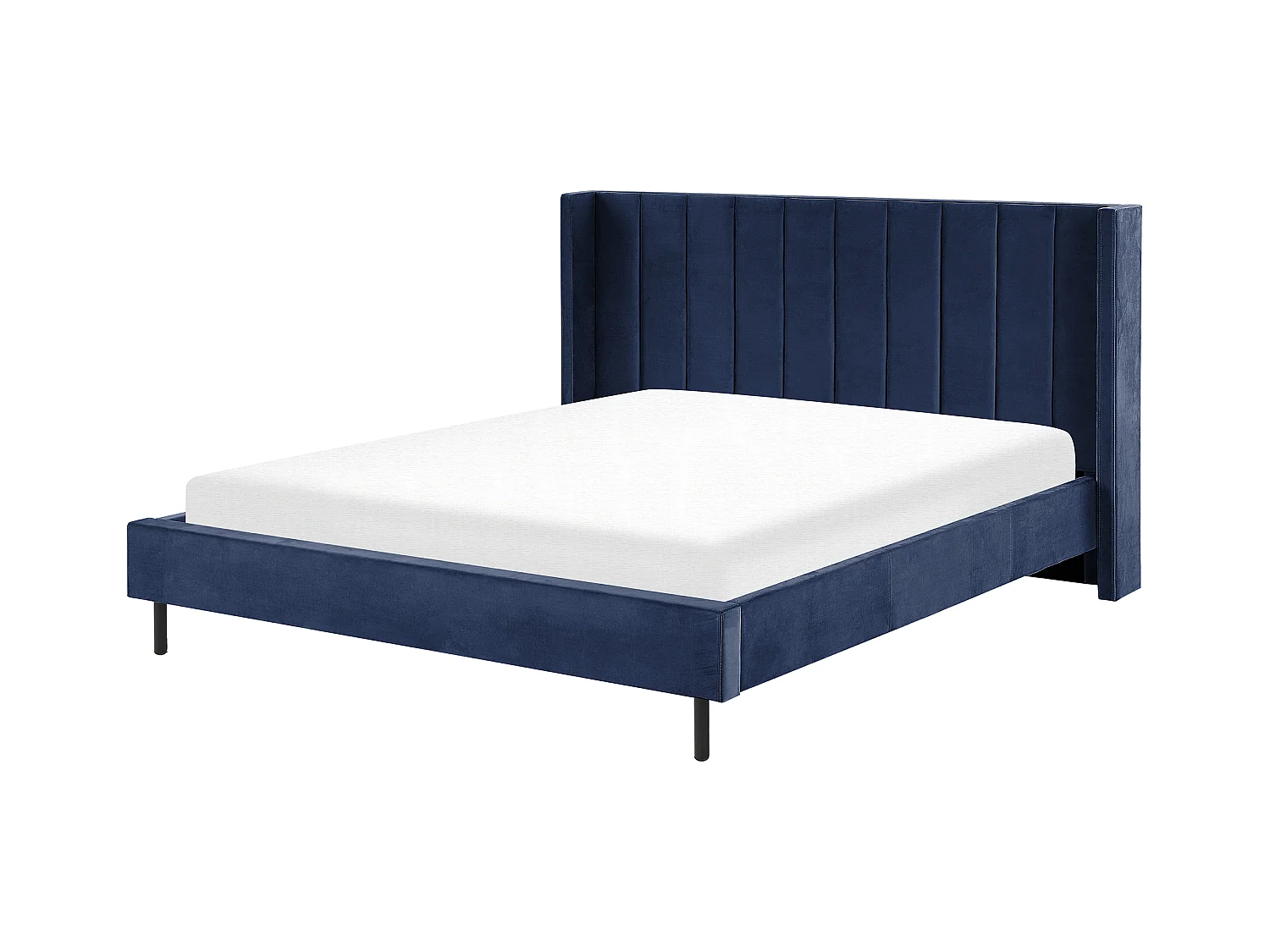 Lit avec sommier Velours VILLETTE 180 x 200 cm Bleu marine