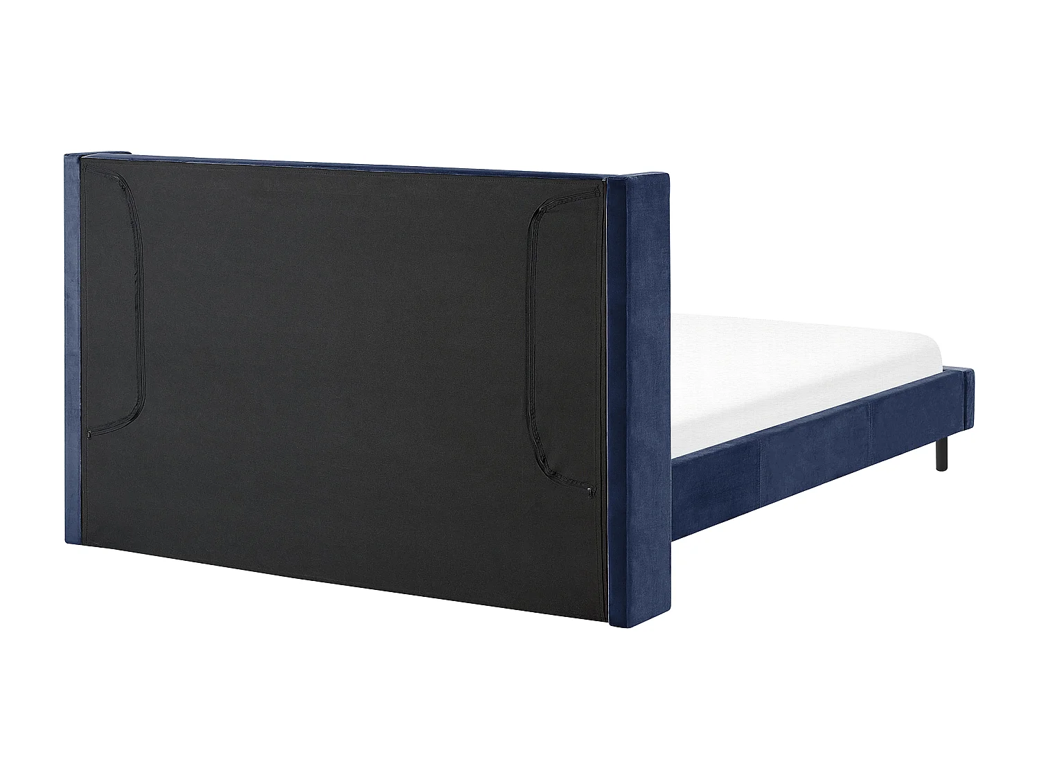 Lit avec sommier Velours VILLETTE 180 x 200 cm Bleu marine