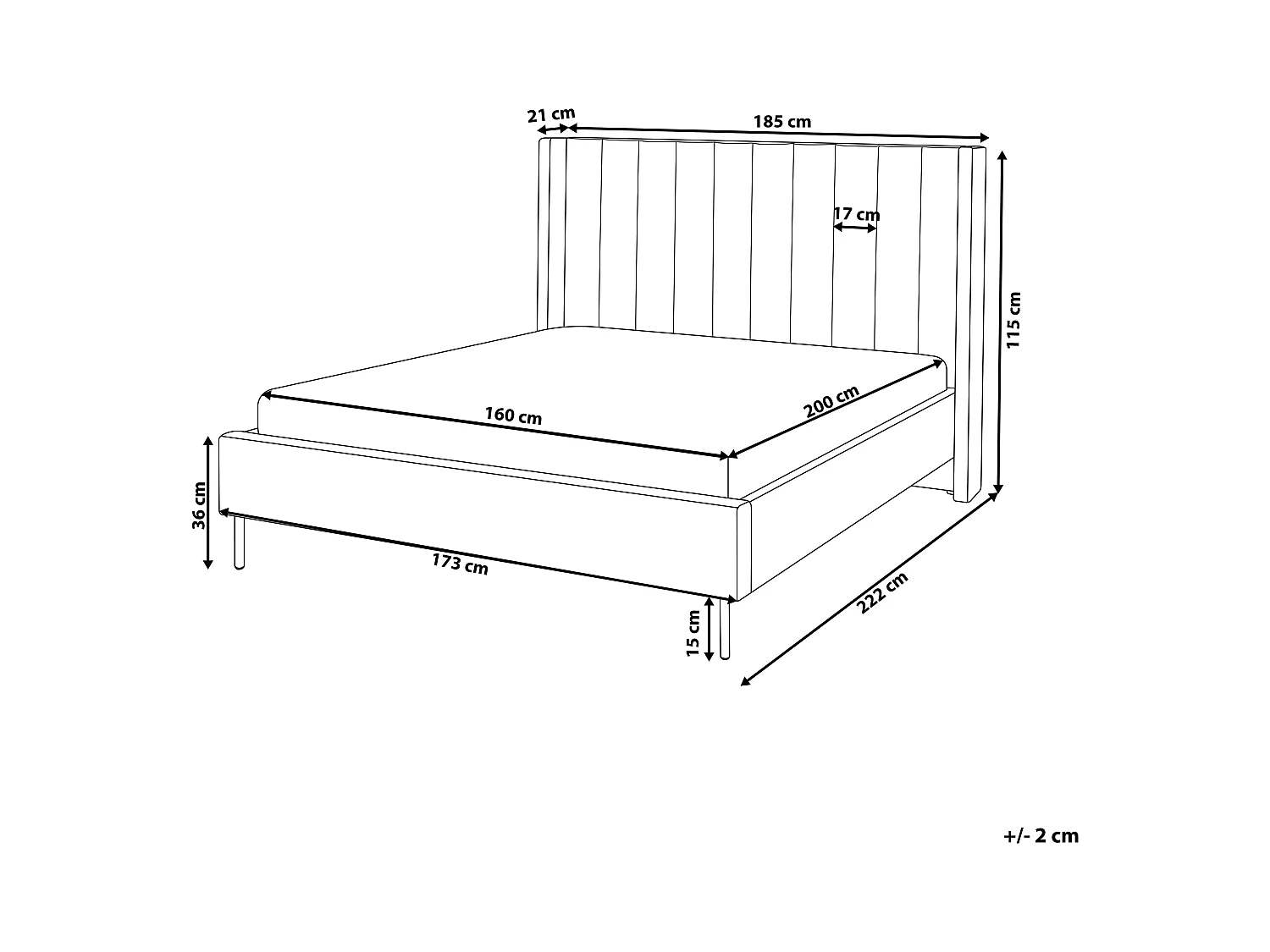 Lit avec sommier Velours VILLETTE 160 x 200 cm Vert foncé