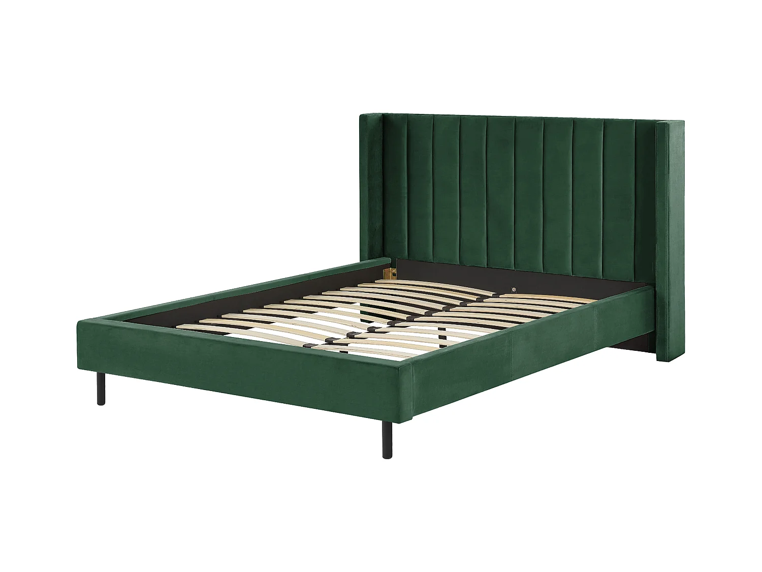 Lit avec sommier Velours VILLETTE 160 x 200 cm Vert foncé