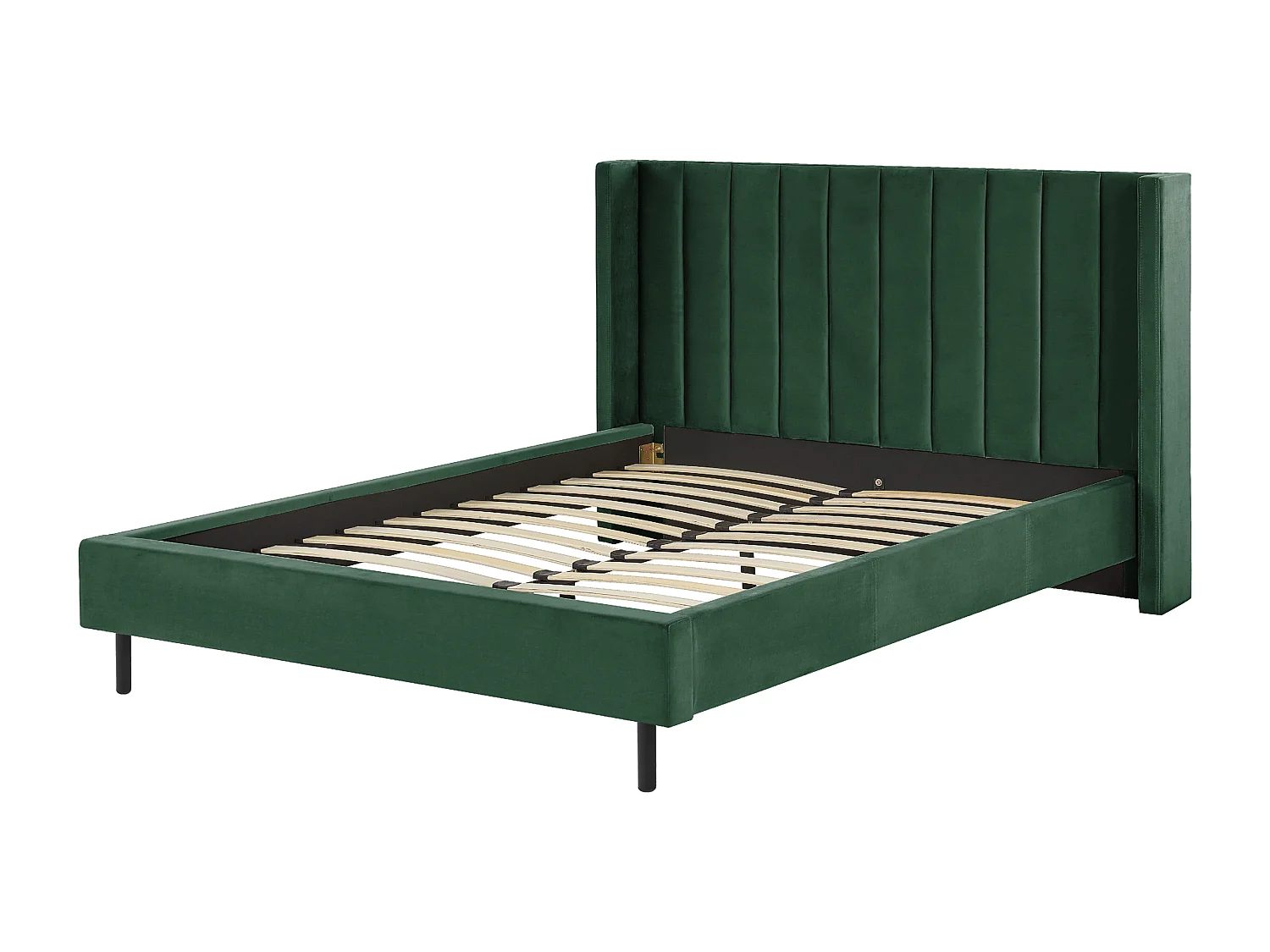Lit avec sommier Velours VILLETTE 160 x 200 cm Vert foncé