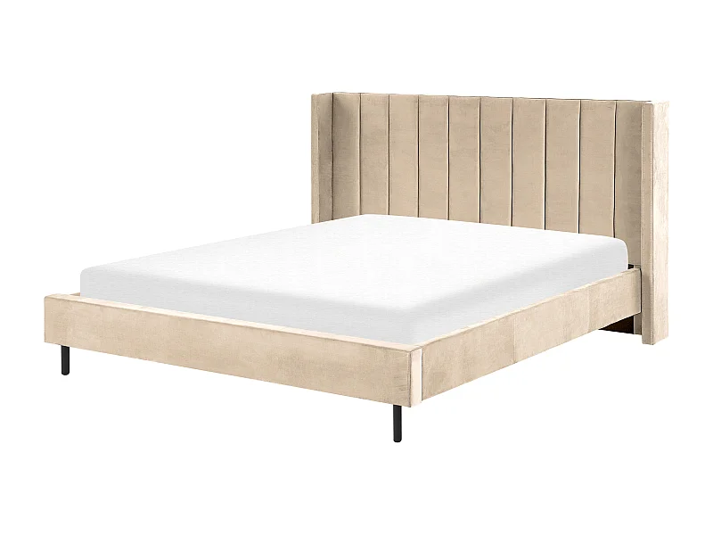 Bed Fluweel VILLETTE 180 x 200 cm Beige