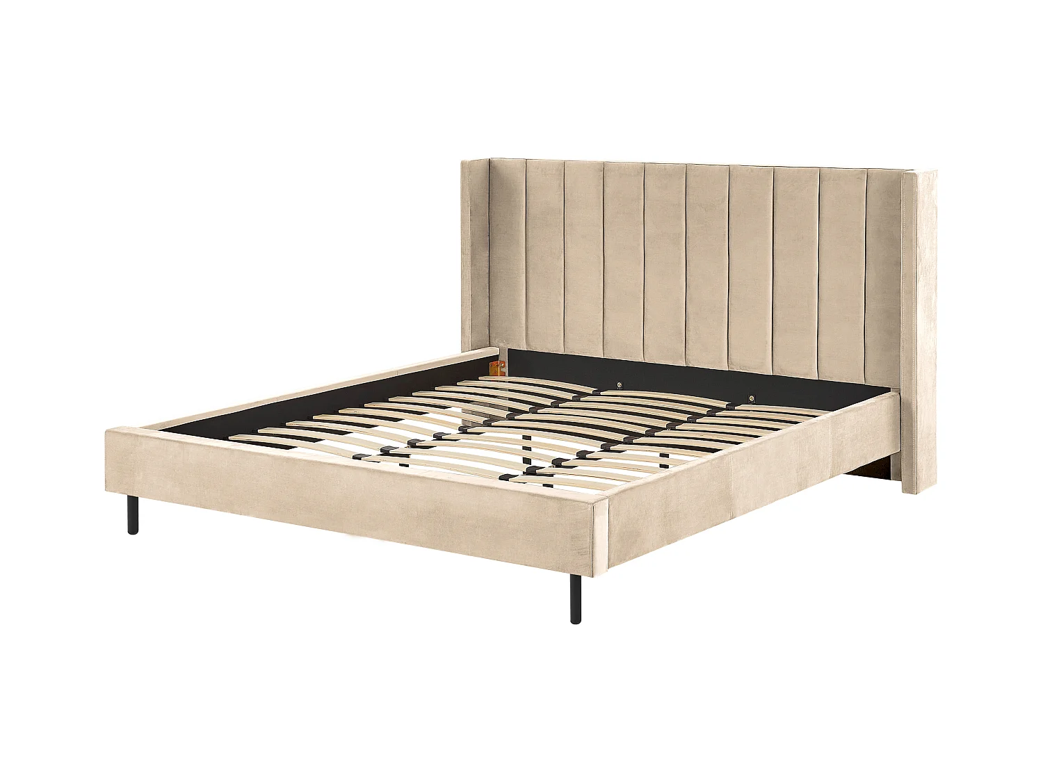 Bed Fluweel VILLETTE 180 x 200 cm Beige