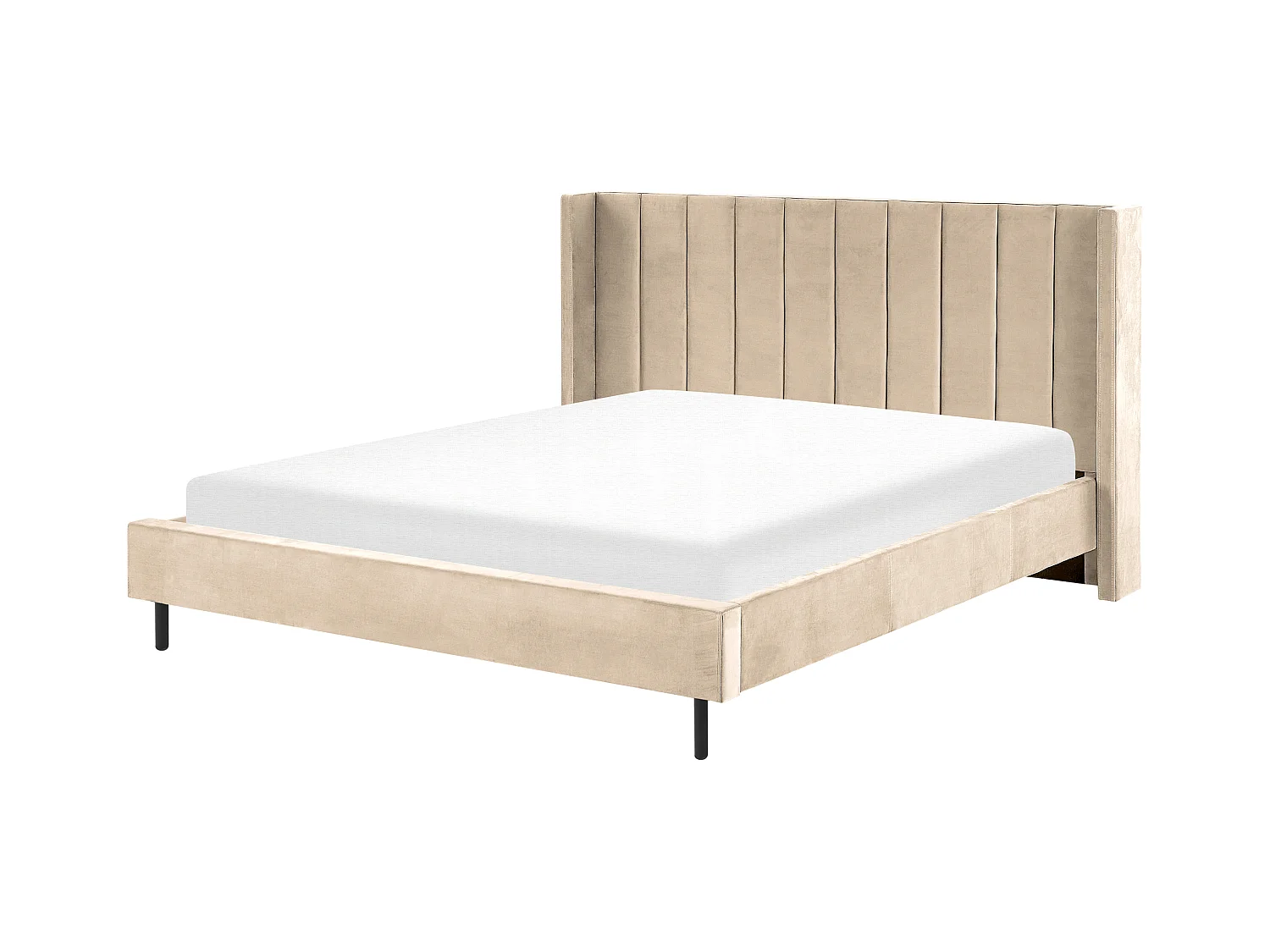 Lit avec sommier Velours VILLETTE 180 x 200 cm Beige