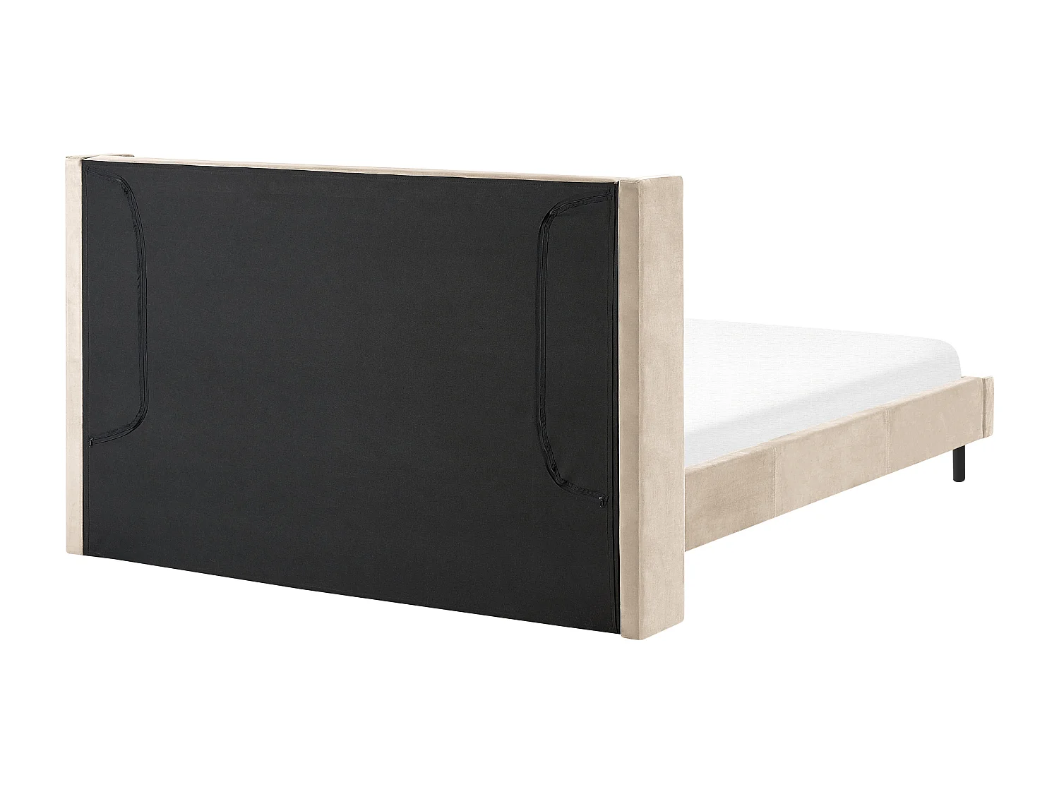 Elegantes Doppelbett aus Samtstoff 180 x 200 cm hohes Kopfteil beige Villette