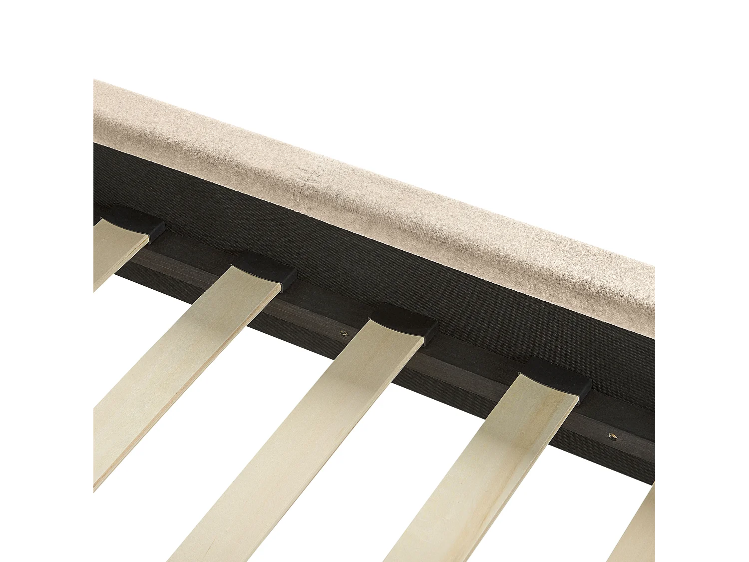 Elegantes Doppelbett aus Samtstoff 180 x 200 cm hohes Kopfteil beige Villette