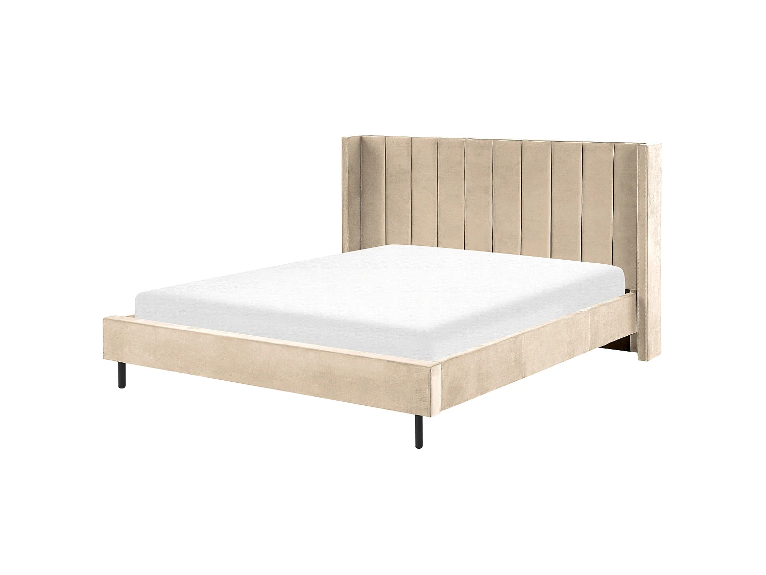 Bed Velvet VILLETTE 180 x 200 cm (EU Super King) Beige
