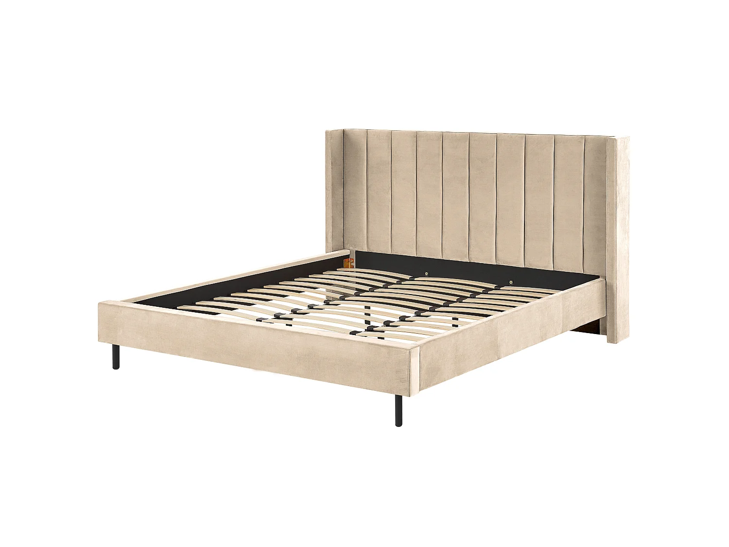 Bed Velvet VILLETTE 180 x 200 cm (EU Super King) Beige