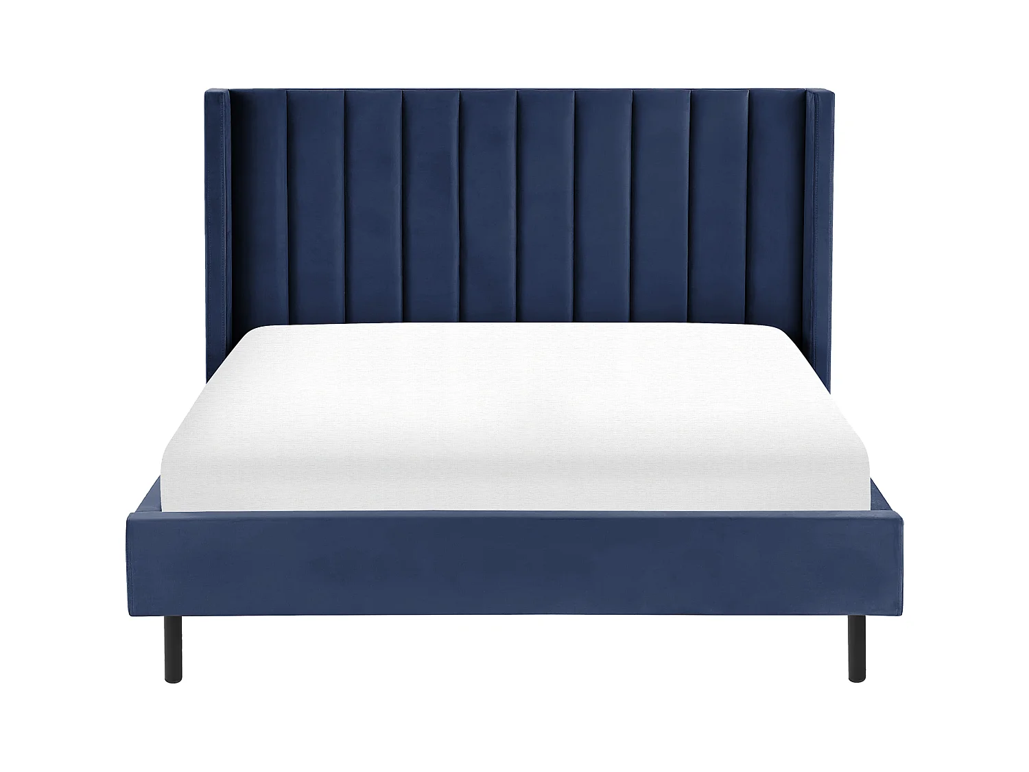 Lit avec sommier Velours VILLETTE 160 x 200 cm Bleu marine
