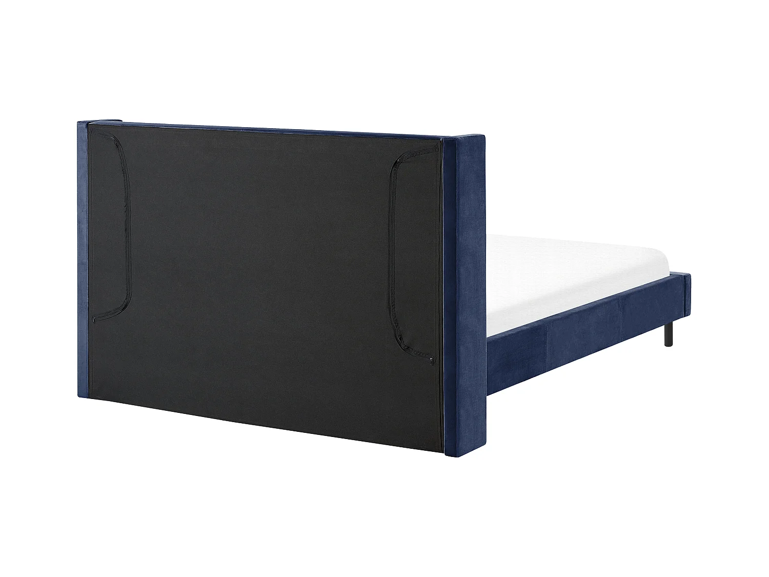 Lit avec sommier Velours VILLETTE 160 x 200 cm Bleu marine