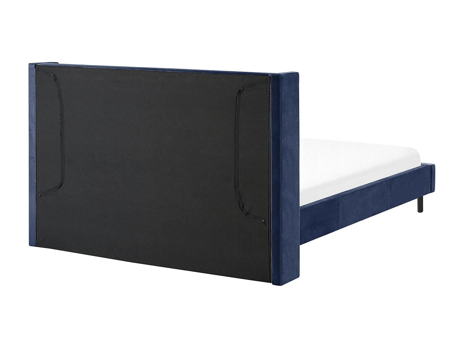 Lit avec sommier Velours VILLETTE 160 x 200 cm Bleu marine