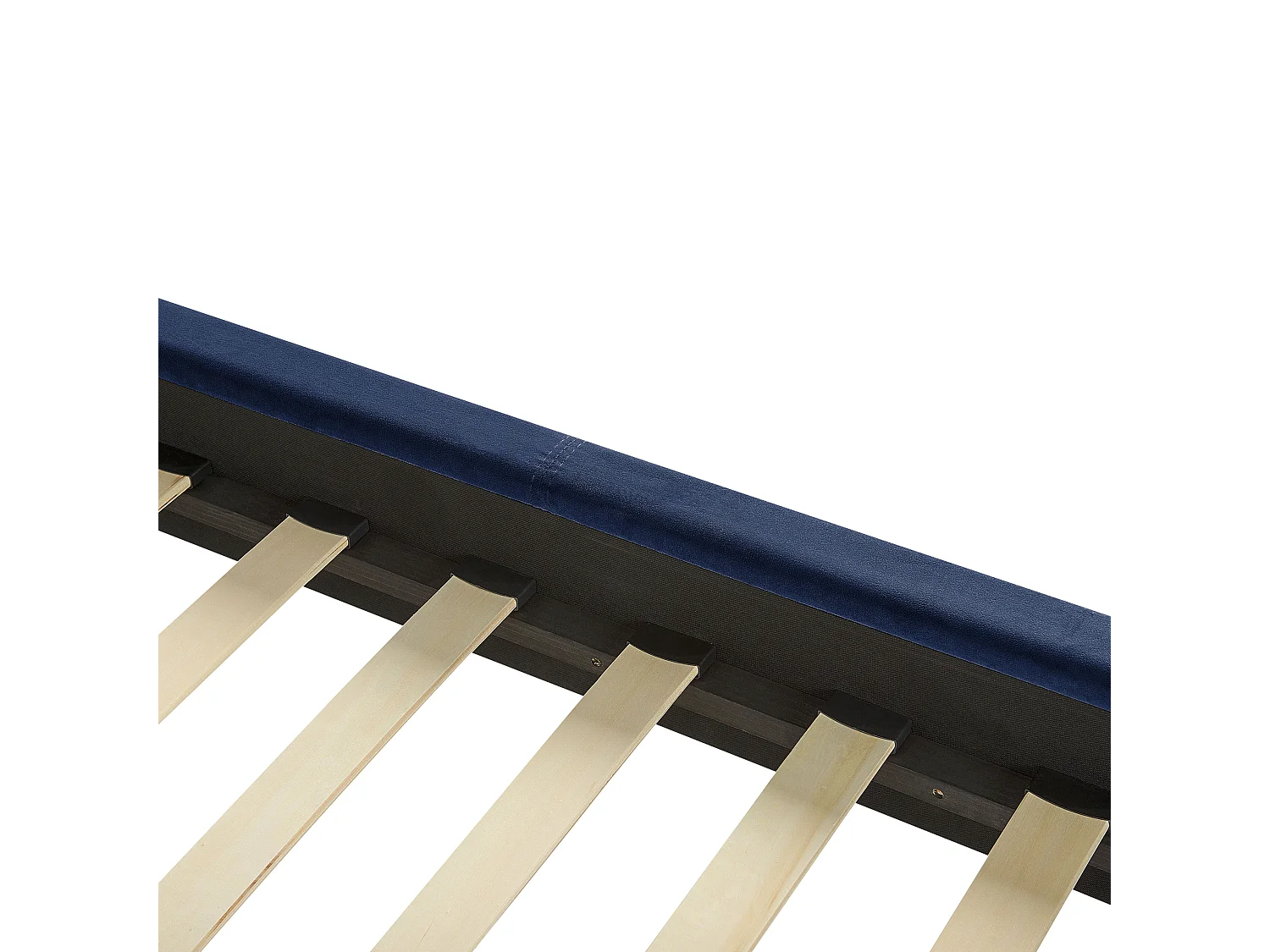 Lit avec sommier Velours VILLETTE 160 x 200 cm Bleu marine