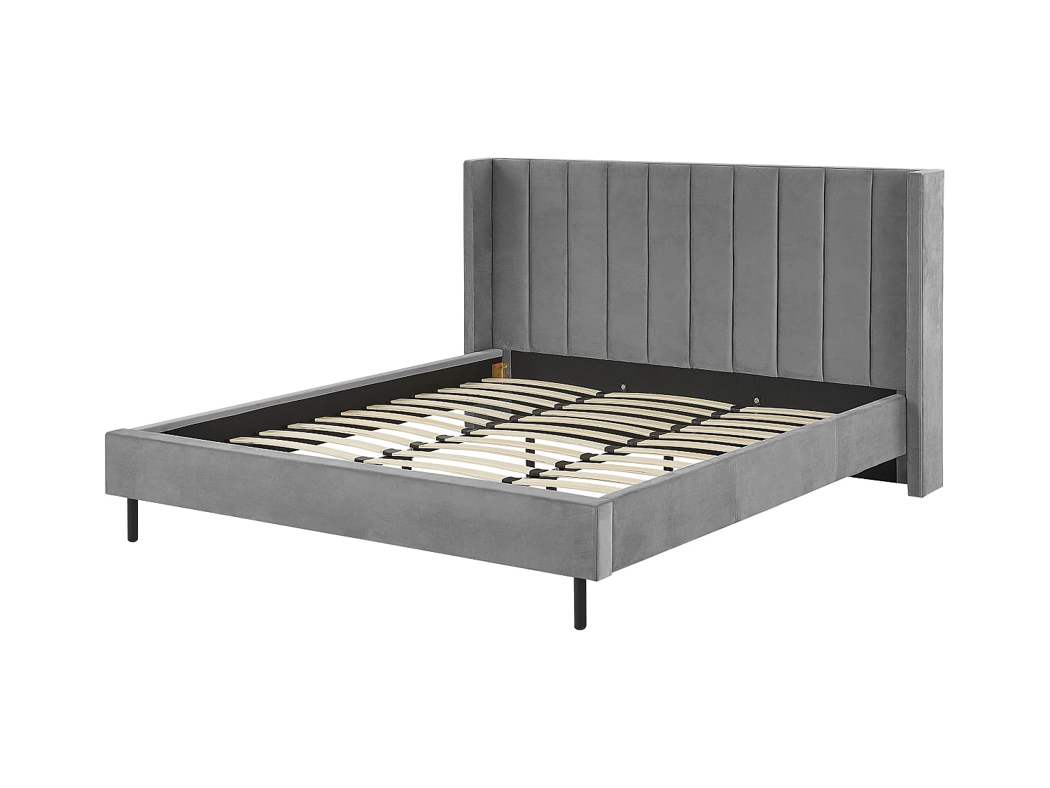 Cama Terciopelo VILLETTE 180 x 200 cm Gris