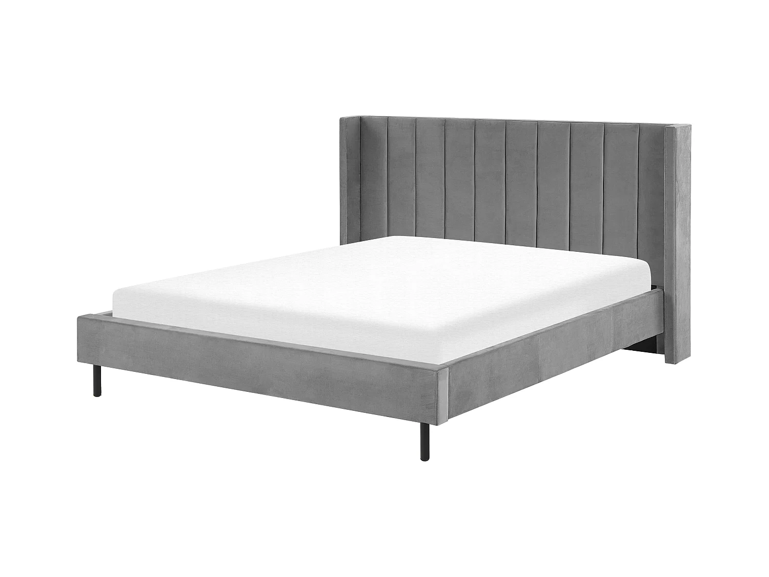 Lit avec sommier Velours VILLETTE 180 x 200 cm Gris