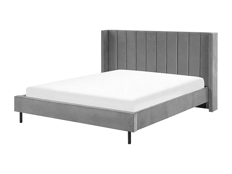 Lit avec sommier Velours VILLETTE 180 x 200 cm Gris