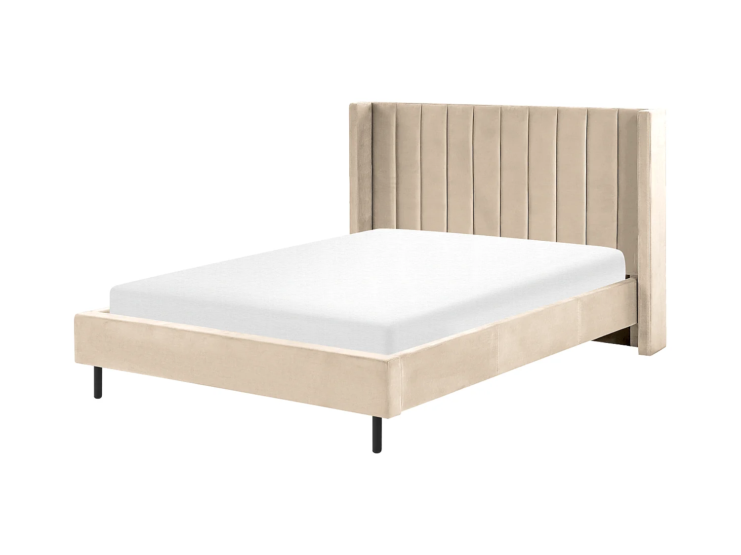 Lit avec sommier Velours VILLETTE 140 x 200 cm Beige