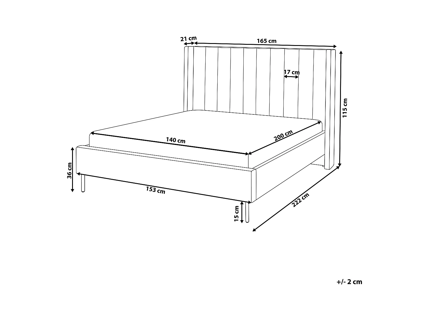 Lit avec sommier Velours VILLETTE 140 x 200 cm Beige