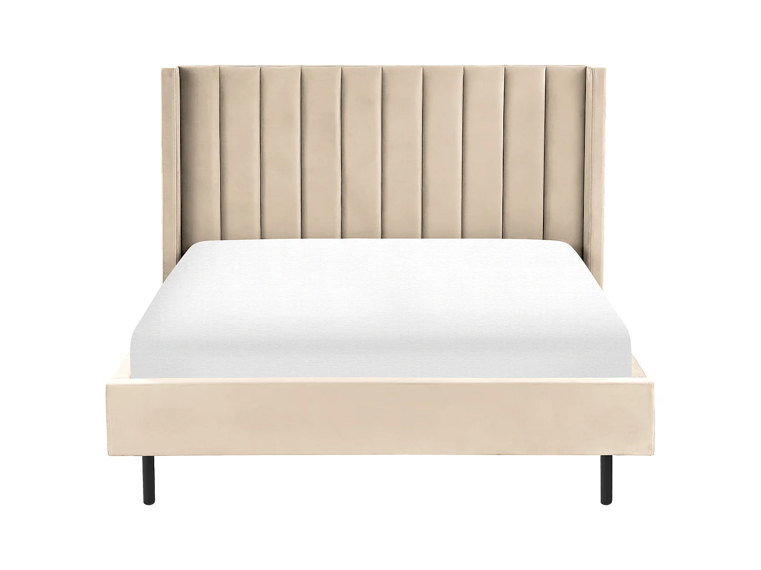 Lit avec sommier Velours VILLETTE 140 x 200 cm Beige