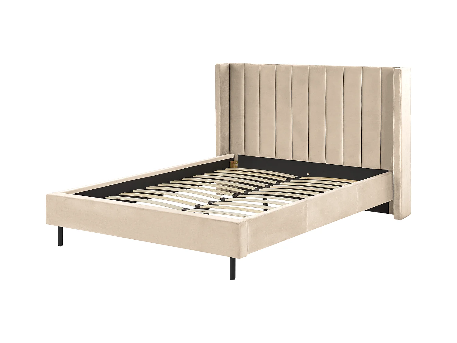 Lit avec sommier Velours VILLETTE 140 x 200 cm Beige
