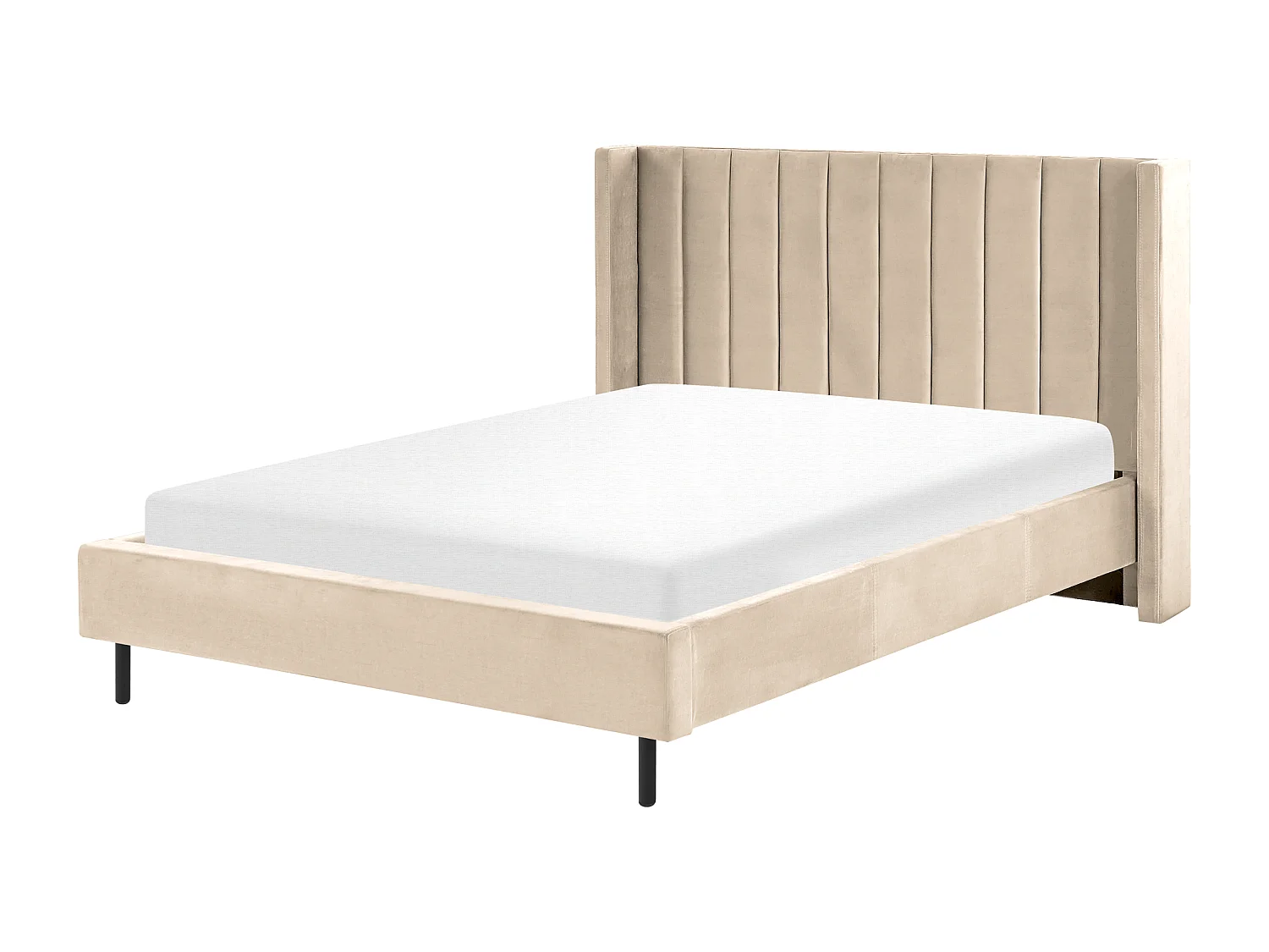 Lit avec sommier Velours VILLETTE 140 x 200 cm Beige