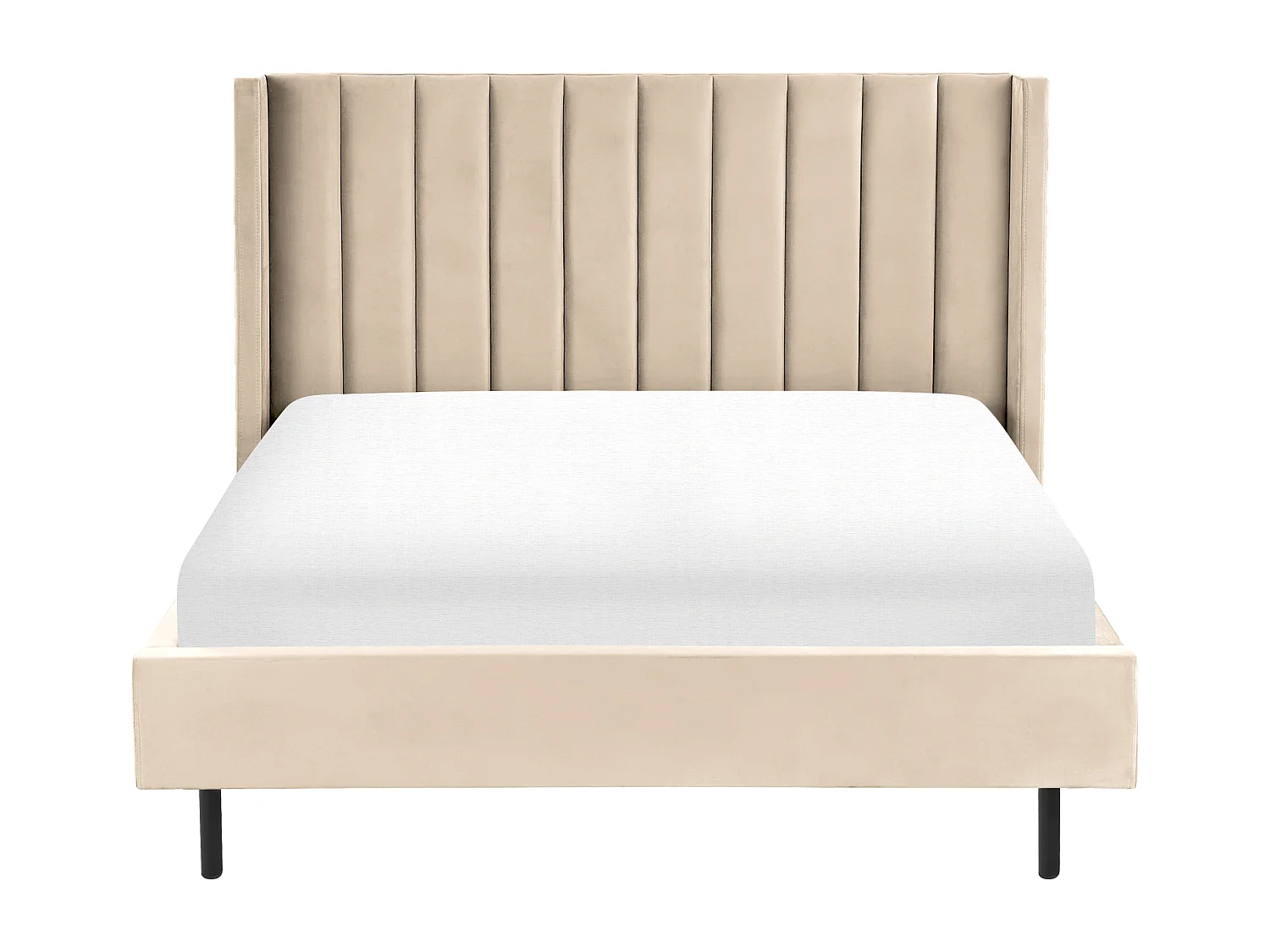 Lit avec sommier Velours VILLETTE 140 x 200 cm Beige