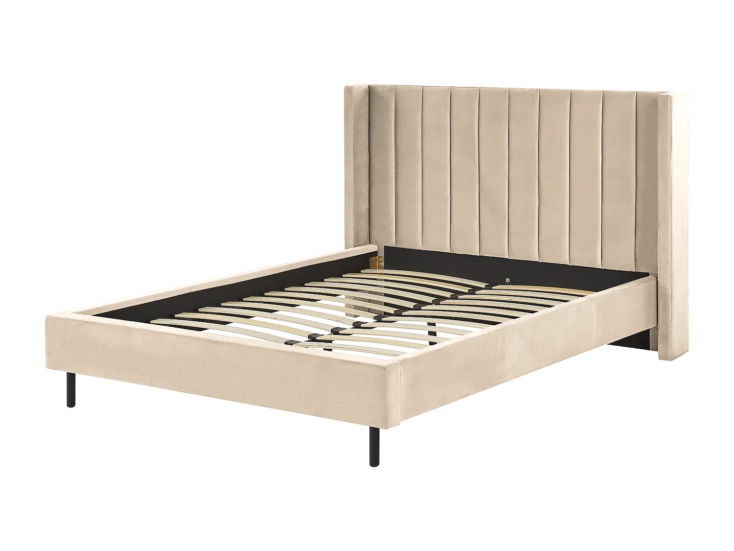 Lit avec sommier Velours VILLETTE 140 x 200 cm Beige