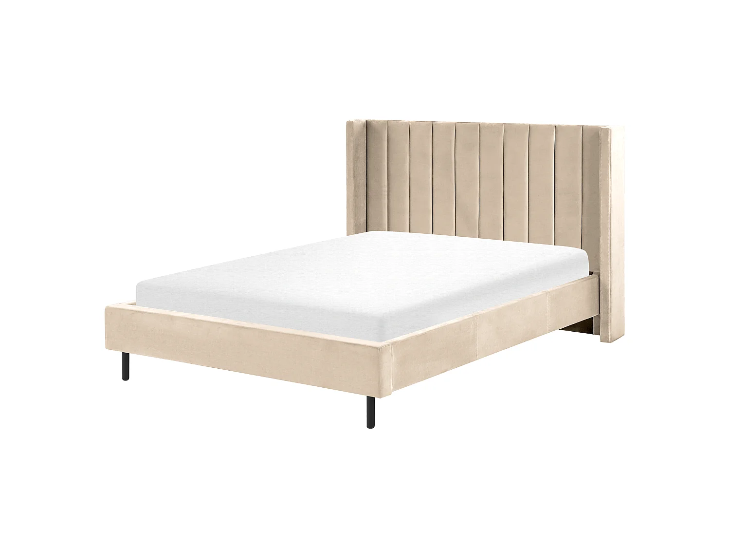 Lit avec sommier Velours VILLETTE 140 x 200 cm Beige
