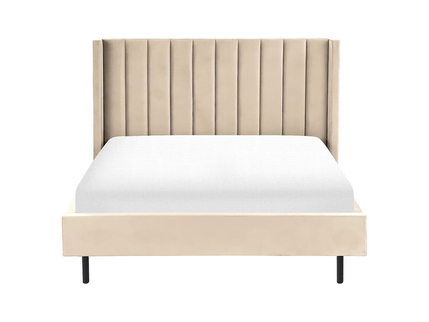 Lit avec sommier Velours VILLETTE 140 x 200 cm Beige