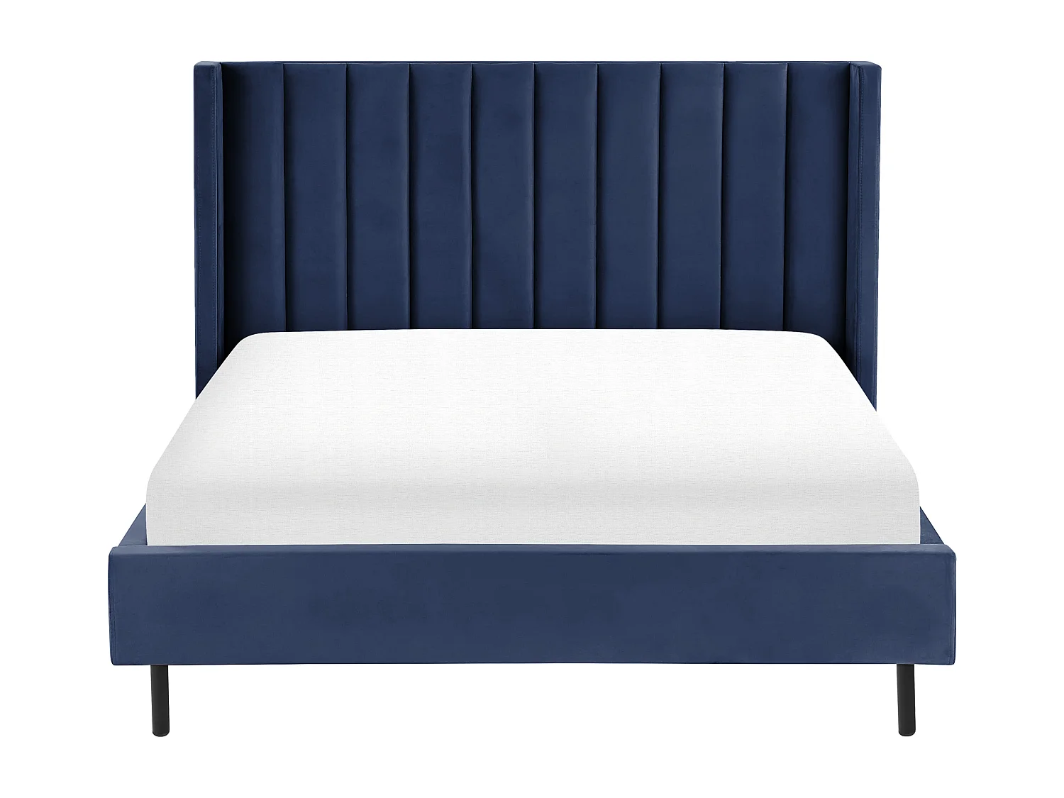 Lit avec sommier Velours VILLETTE 140 x 200 cm Bleu marine