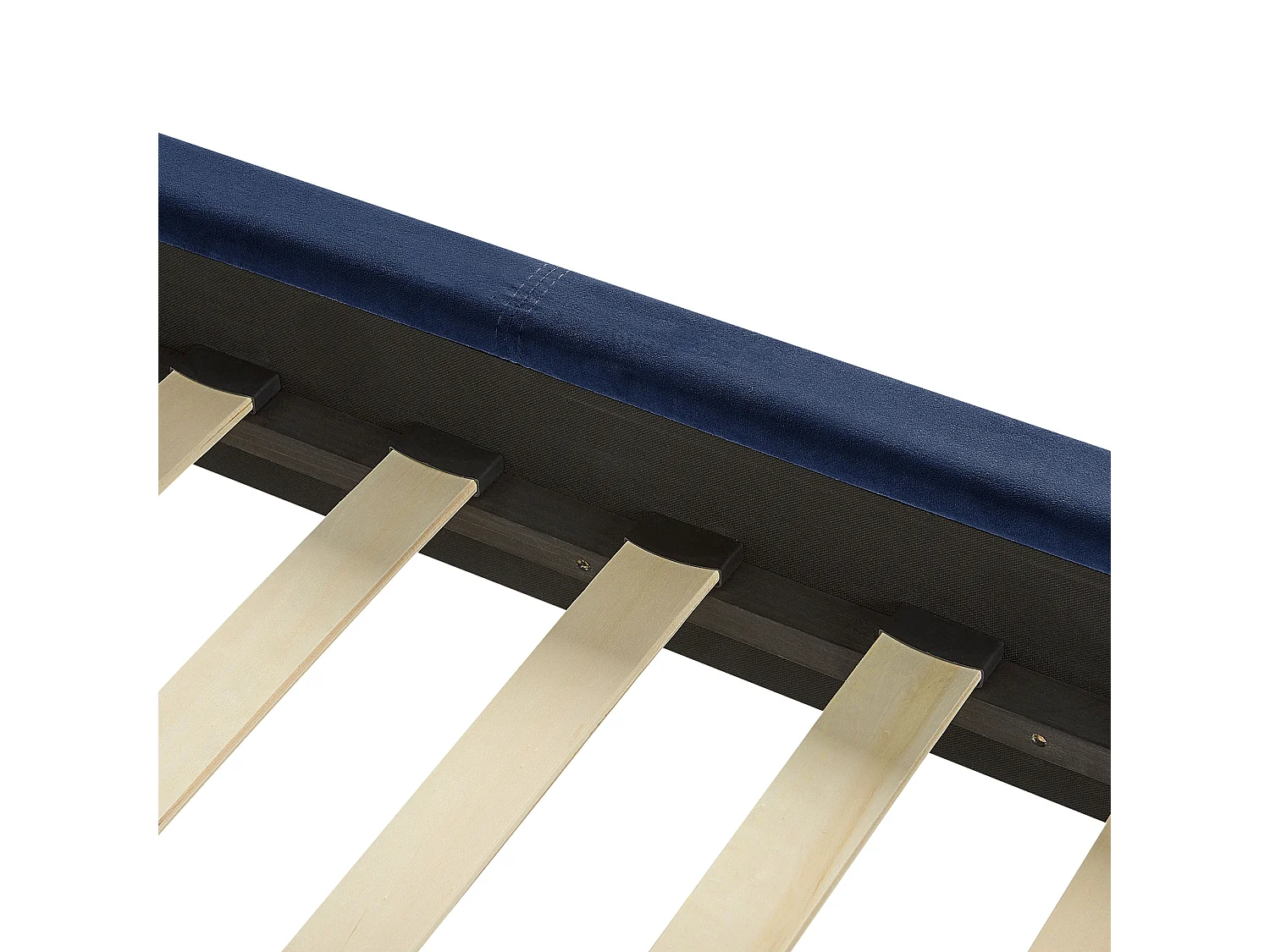 Lit avec sommier Velours VILLETTE 140 x 200 cm Bleu marine