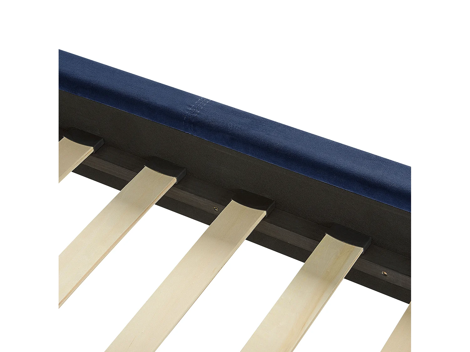 Lit avec sommier Velours VILLETTE 140 x 200 cm Bleu marine