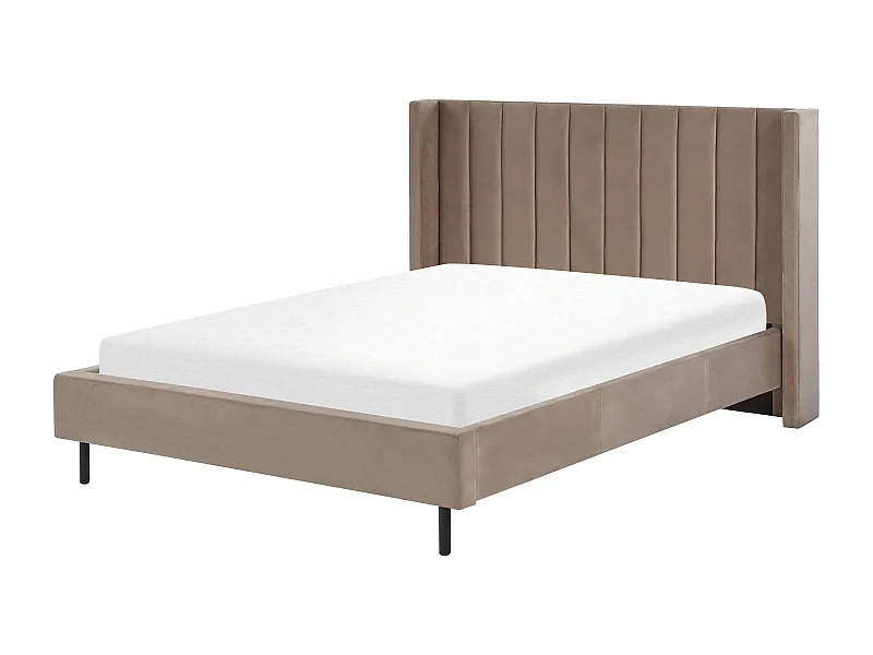 Lit avec sommier Velours VILLETTE 140 x 200 cm Taupe