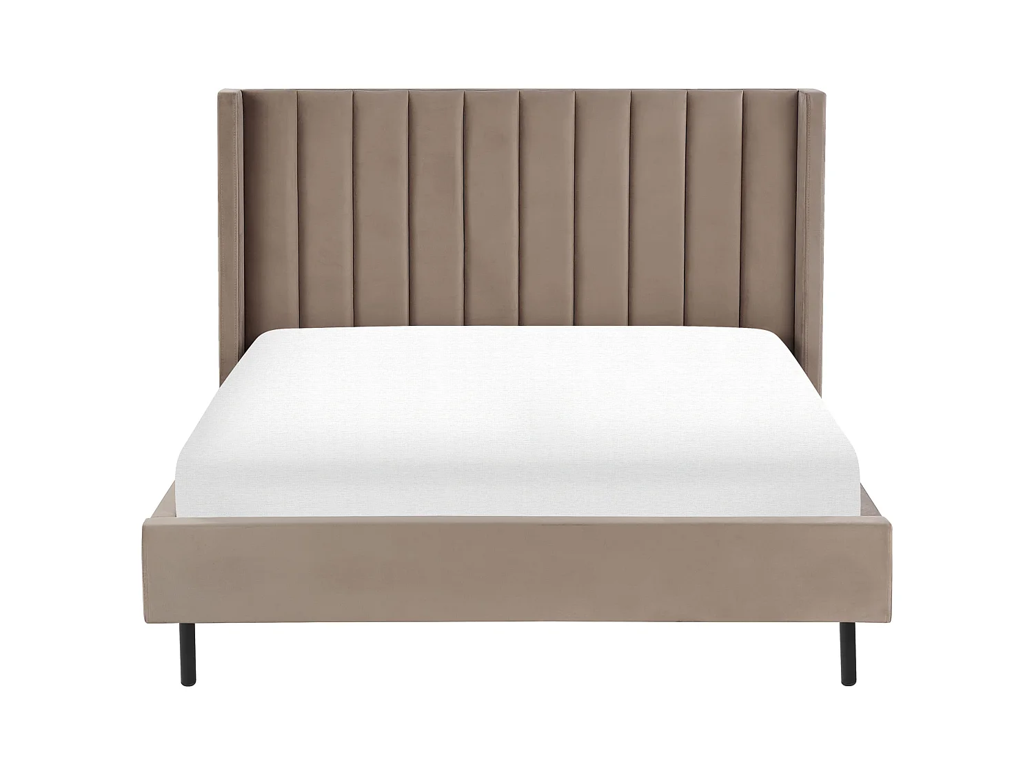 Lit avec sommier Velours VILLETTE 140 x 200 cm Taupe