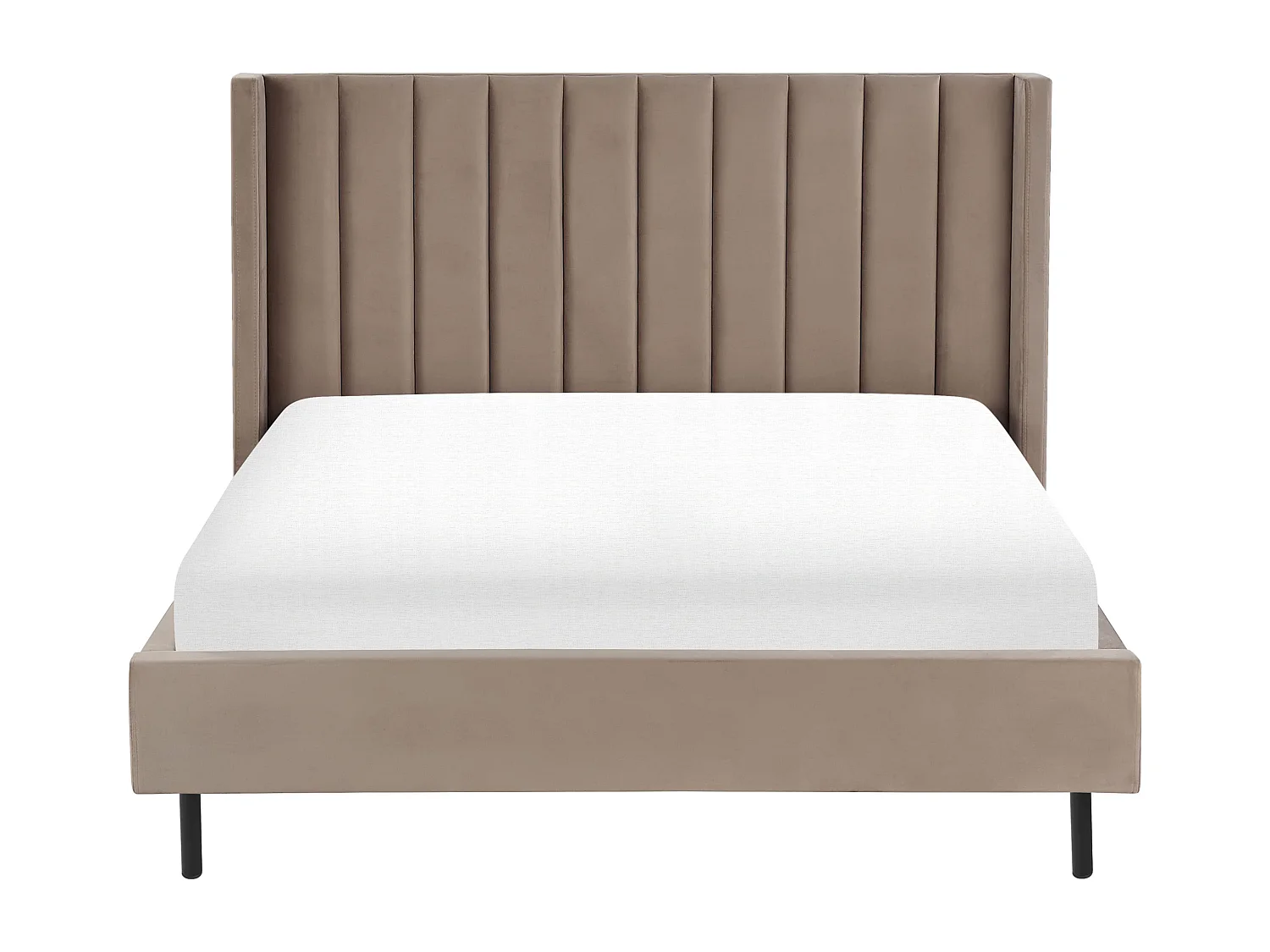 Lit avec sommier Velours VILLETTE 140 x 200 cm Taupe