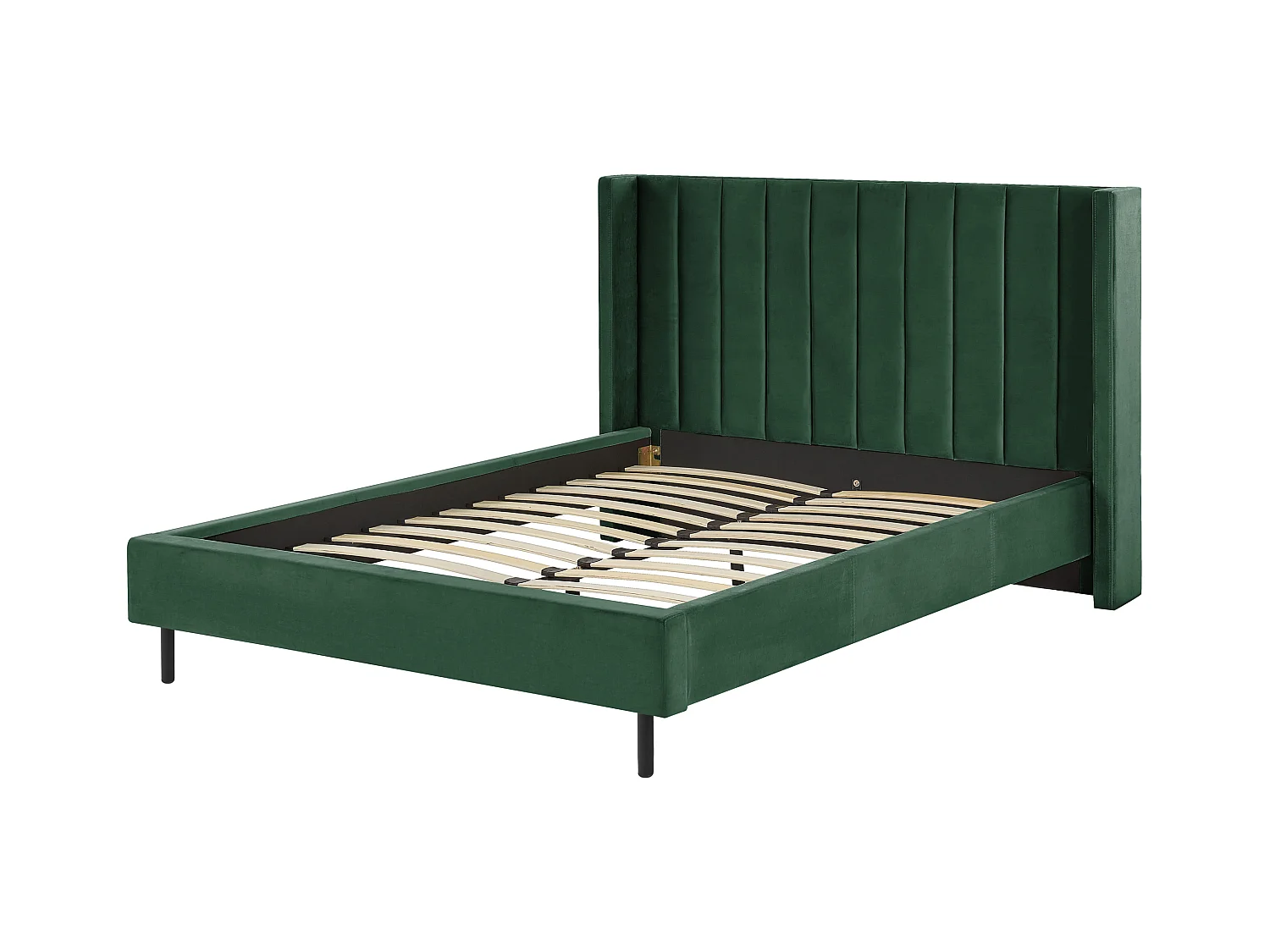 Lit avec sommier Velours VILLETTE 140 x 200 cm Vert foncé