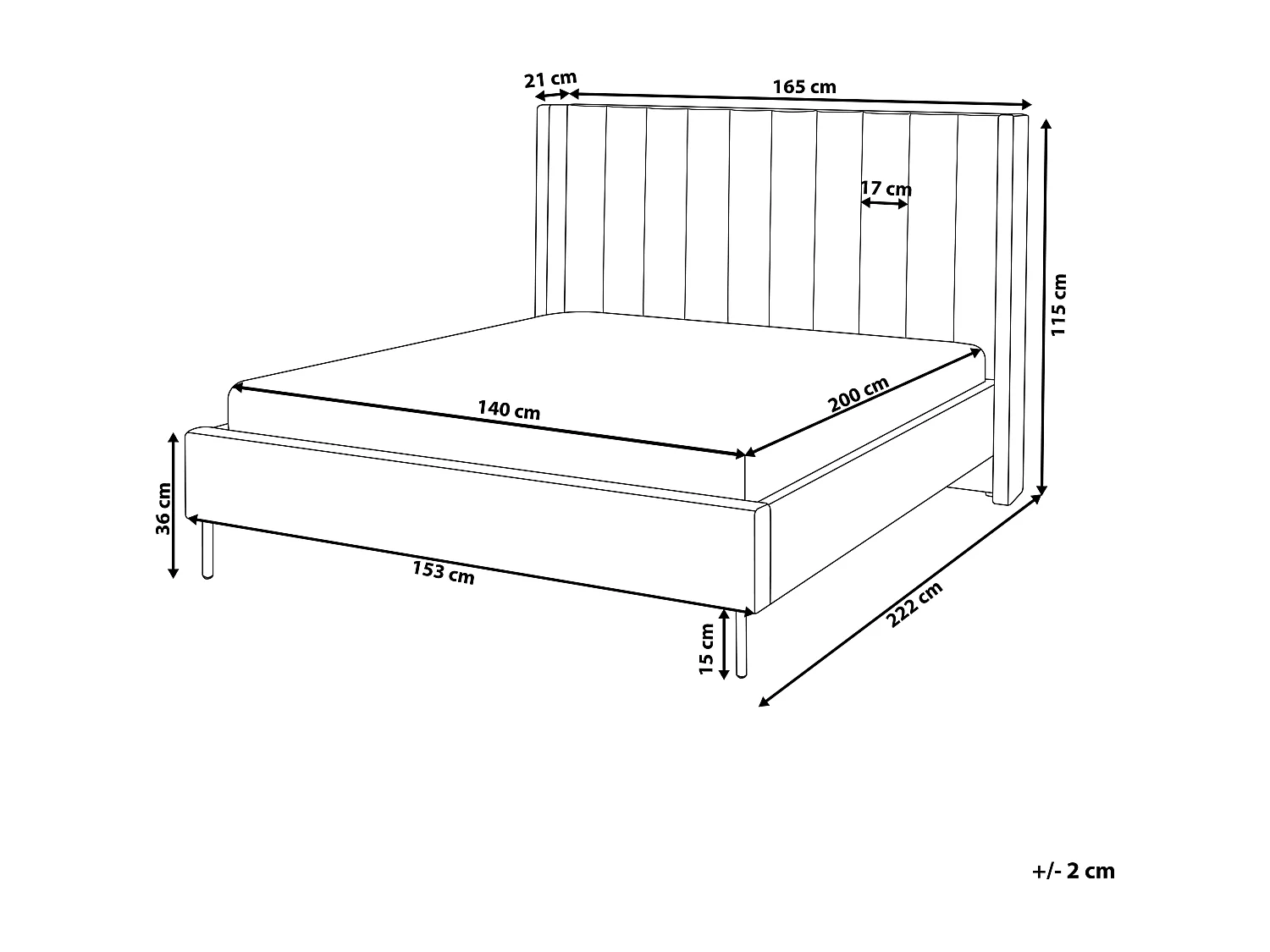Lit avec sommier Velours VILLETTE 140 x 200 cm Vert foncé