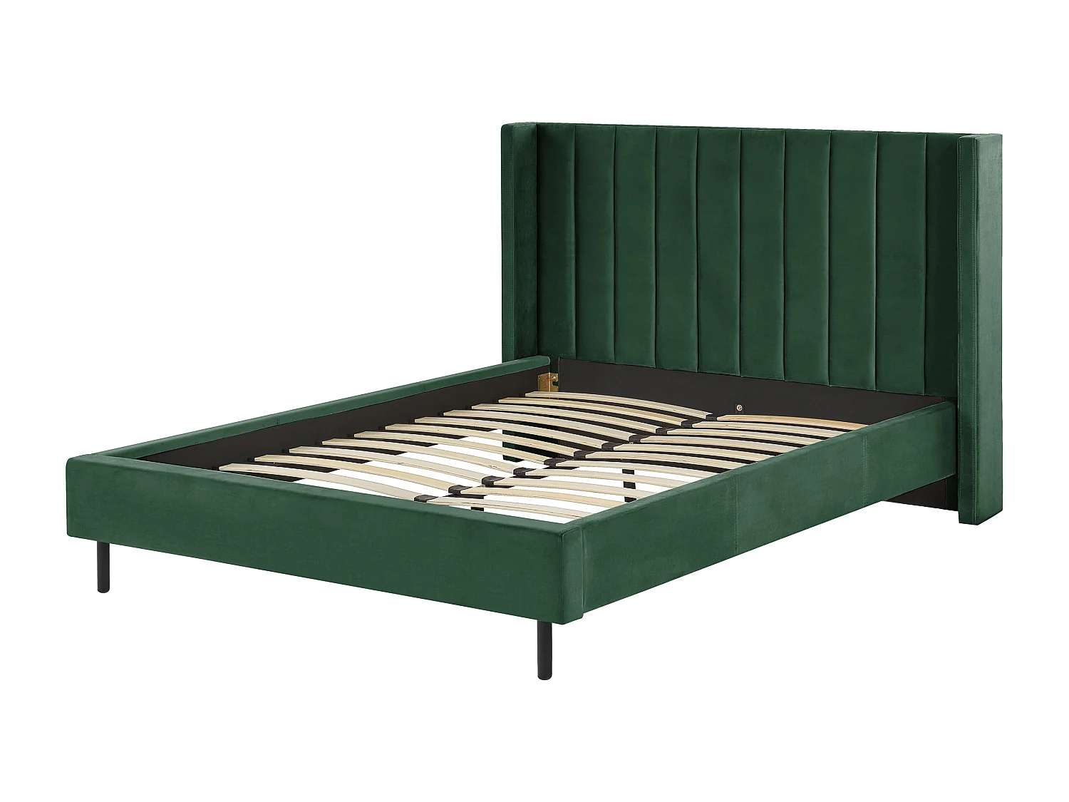 Lit avec sommier Velours VILLETTE 140 x 200 cm Vert foncé