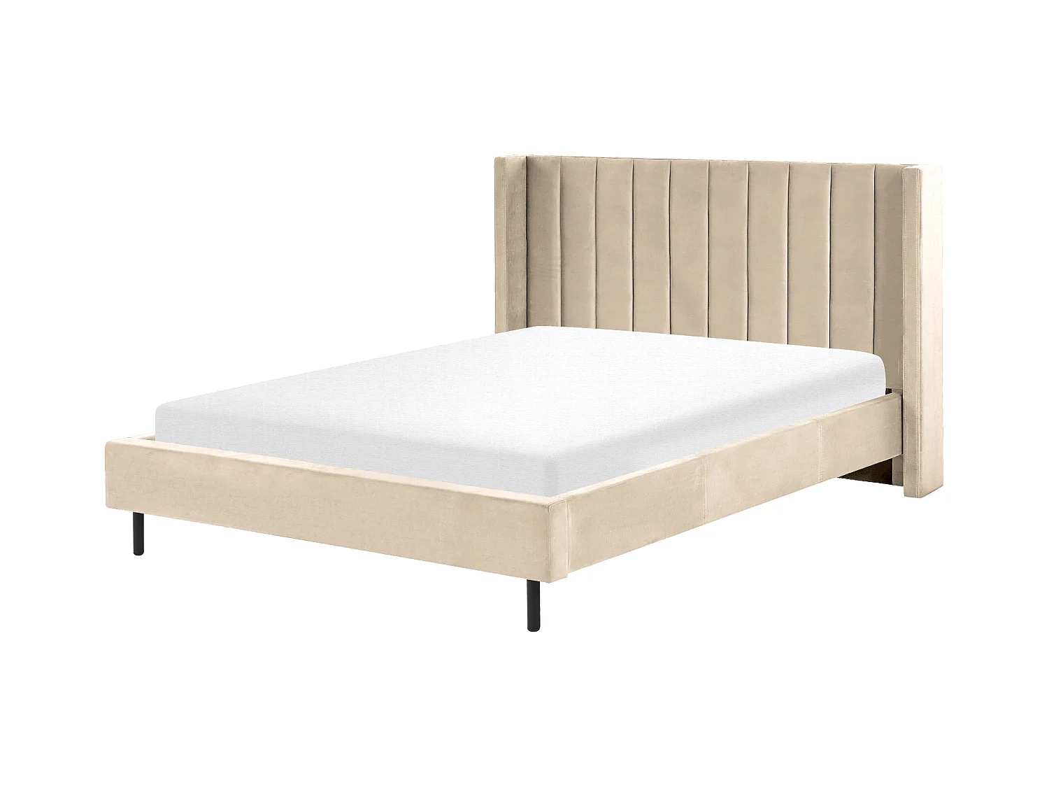 Lit avec sommier Velours VILLETTE 160 x 200 cm Beige